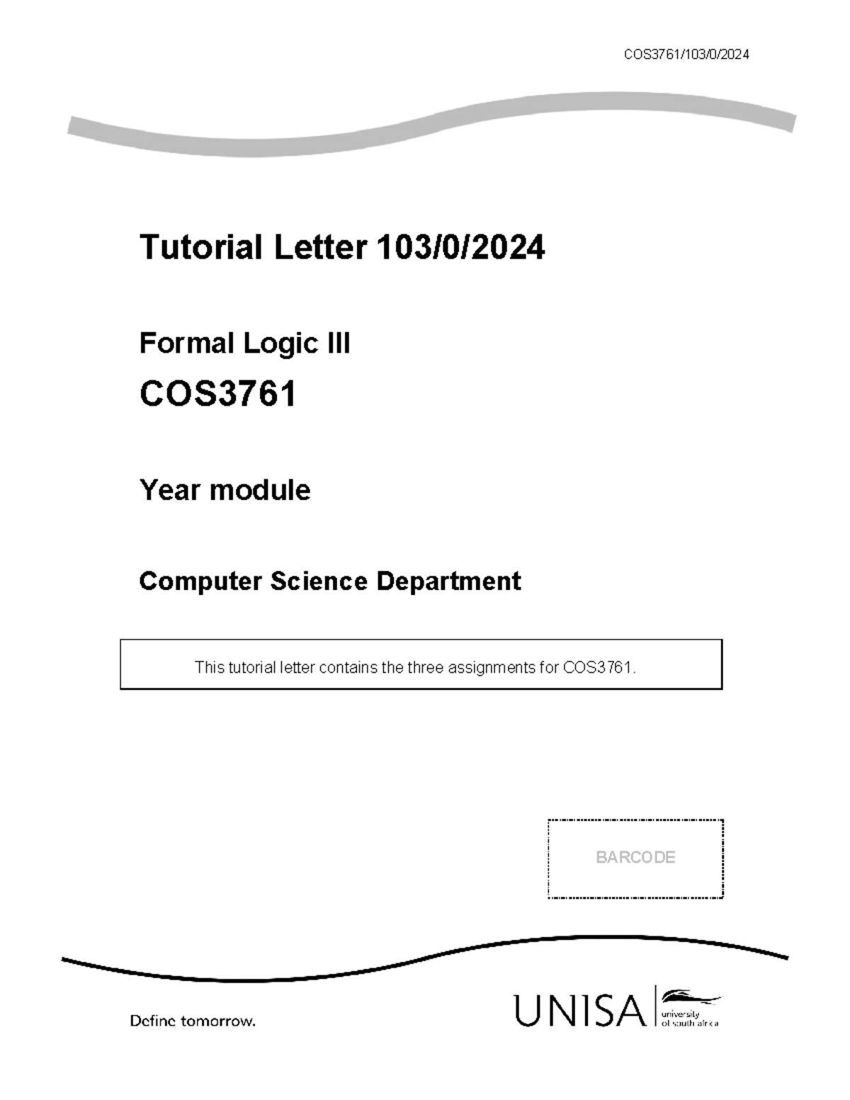 Cos3761 Assignment 2 2024 Cos3761 103 0 Tutorial Letter 103 0