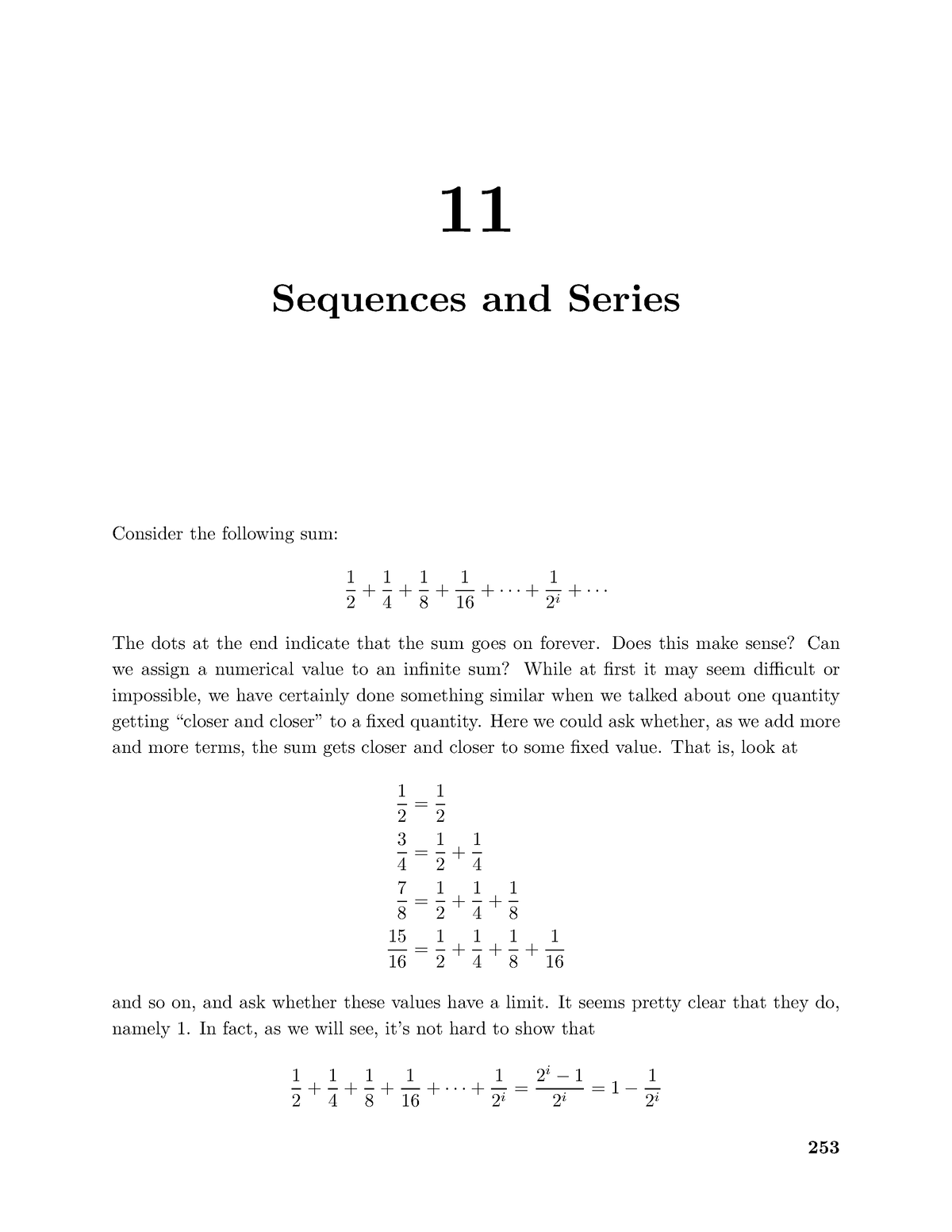 Calculus 11 Sequences And Series 11 Sequences And Series Consider The Following Sum 1 2 1 4 1953