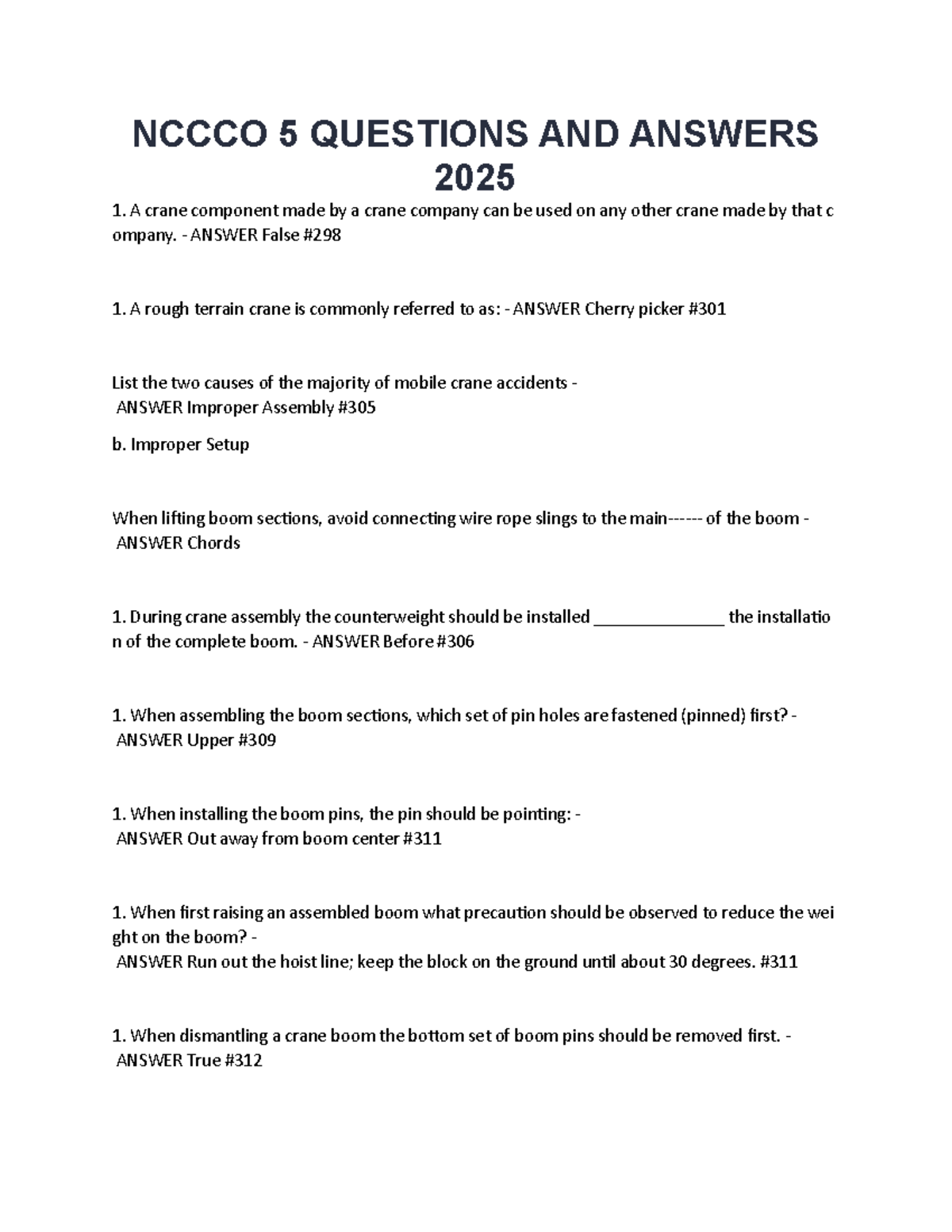 Nccco 5 Questions AND Answers 2025 NCCCO 5 QUESTIONS AND ANSWERS 2025