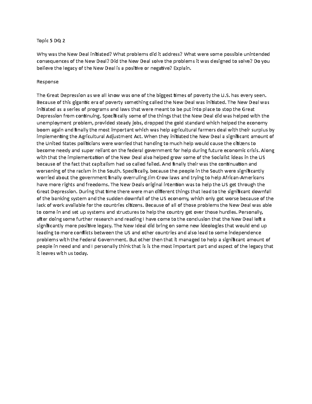 Topic 5 DQ 2 Studocu - ffff - Topic 5 DQ 2 Why was the New Deal ...