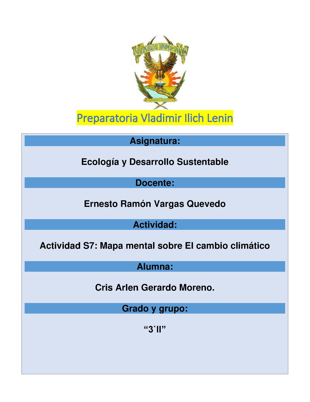 CAGM Actividad S7 Mapa mental sobre El cambio climático - Preparatoria  Vladimir Ilich Lenin - Studocu