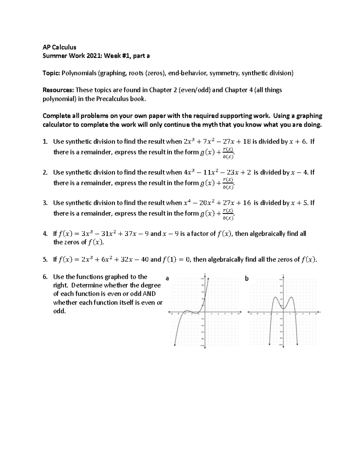 APC+Summer+2021+Week+1a - a b AP Calculus Summer Work 2021: Week #1 ...