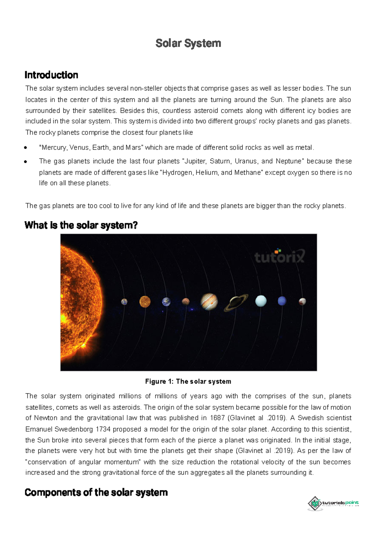 Solar System - Solar System Introduction The solar system includes ...