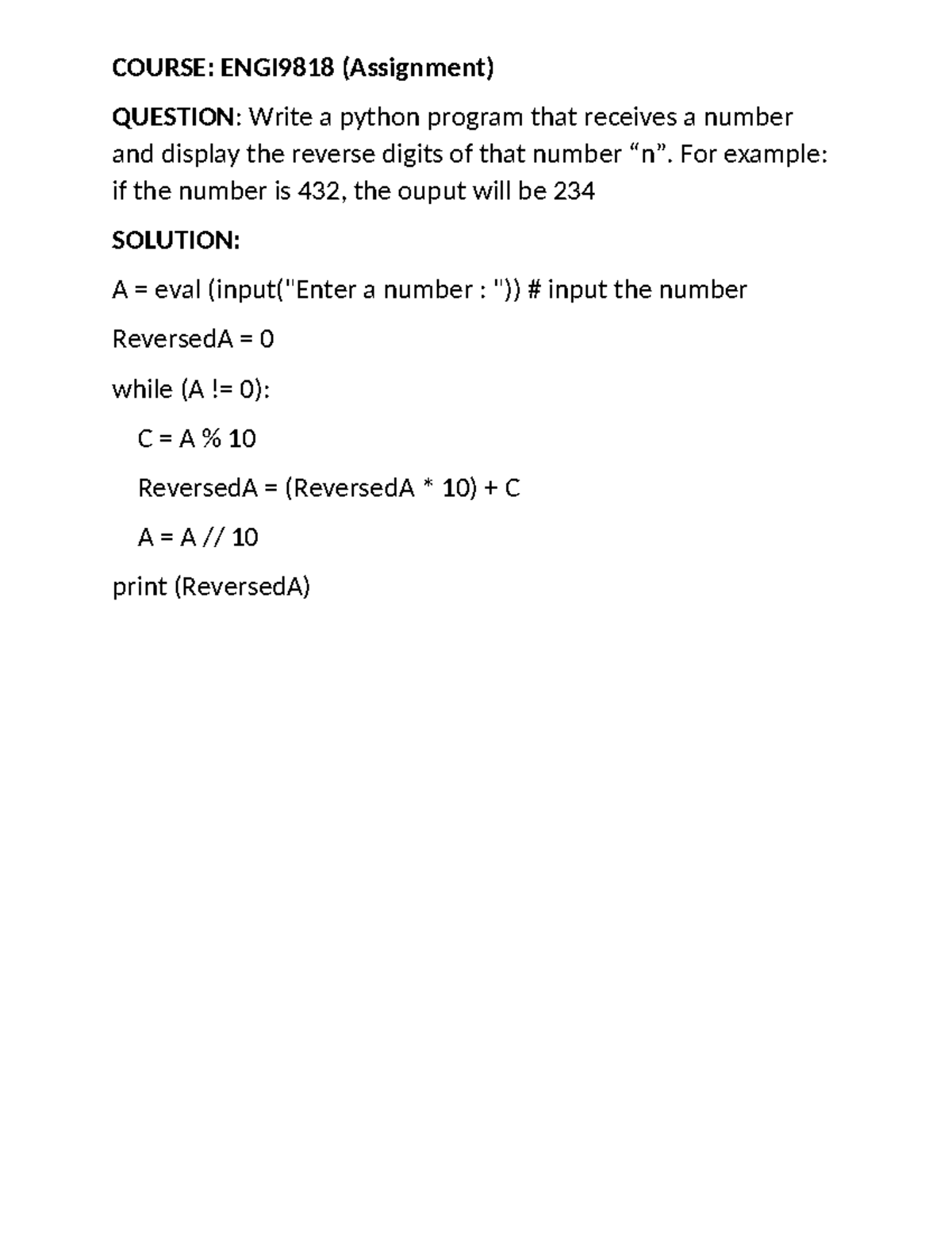 ENG9818HW - The python program that display reverse digit of a number ...