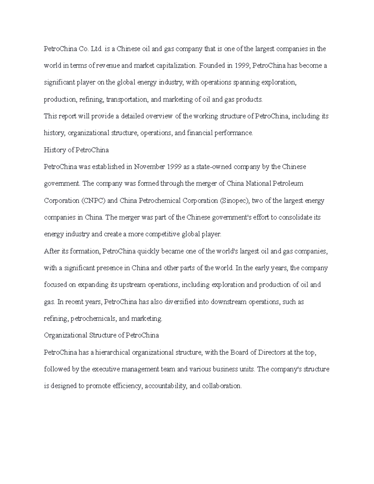 Petro China Co. Ltd 30 - oil and gas business - PetroChina Co. Ltd. is ...