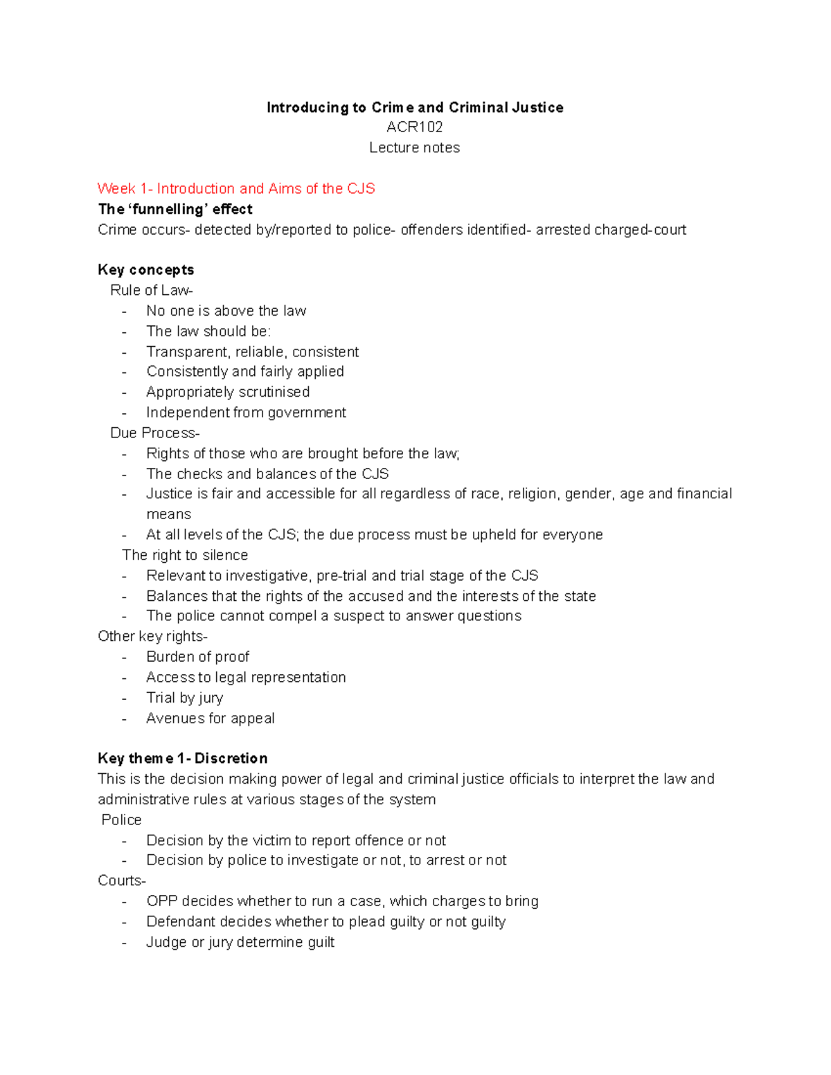 ACR102-Lecture notes - Introducing to Crime and Criminal Justice ACR ...