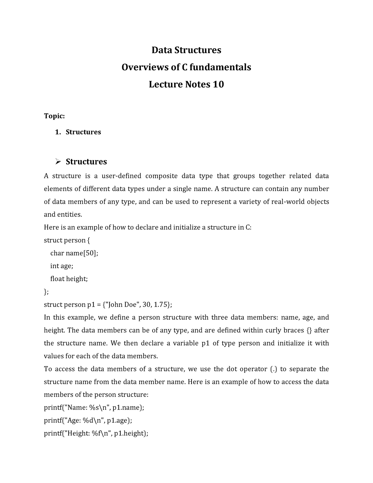 Data Structures (Structures) - Data Structures Overviews Of C ...