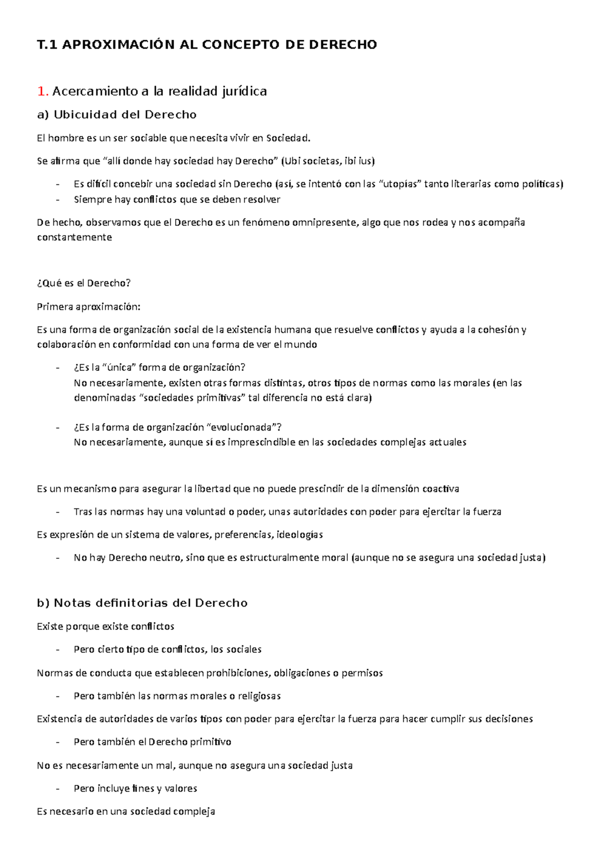 T.1 Teoría Del Dercho - Tema 1 - T APROXIMACIÓN AL CONCEPTO DE DERECHO ...