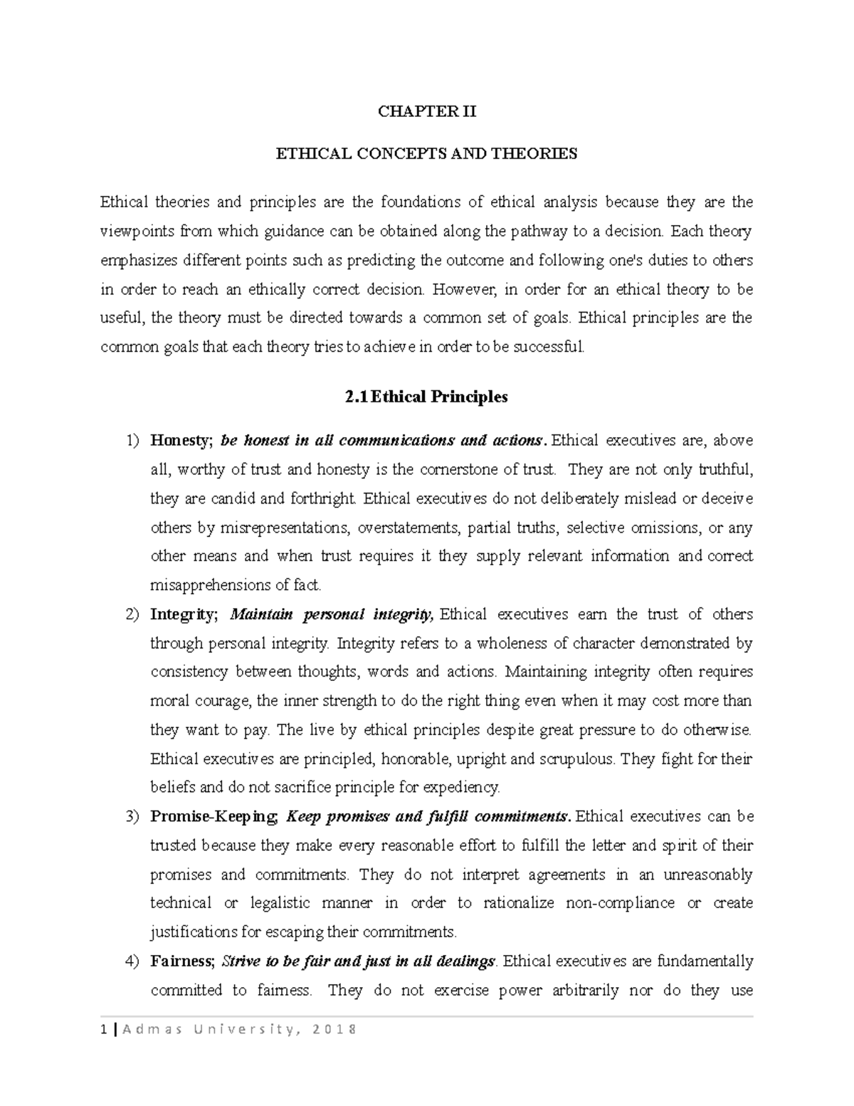 Ch-2 (B - EThics - CHAPTER II ETHICAL CONCEPTS AND THEORIES Ethical ...