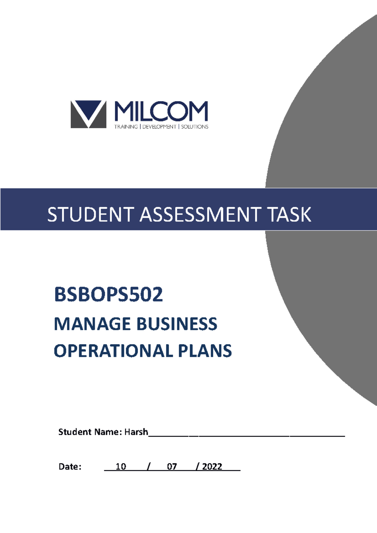 Bsbops 502 Student Assessment Tasks 25-11-20 - BSBOPS MANAGE BUSINESS ...