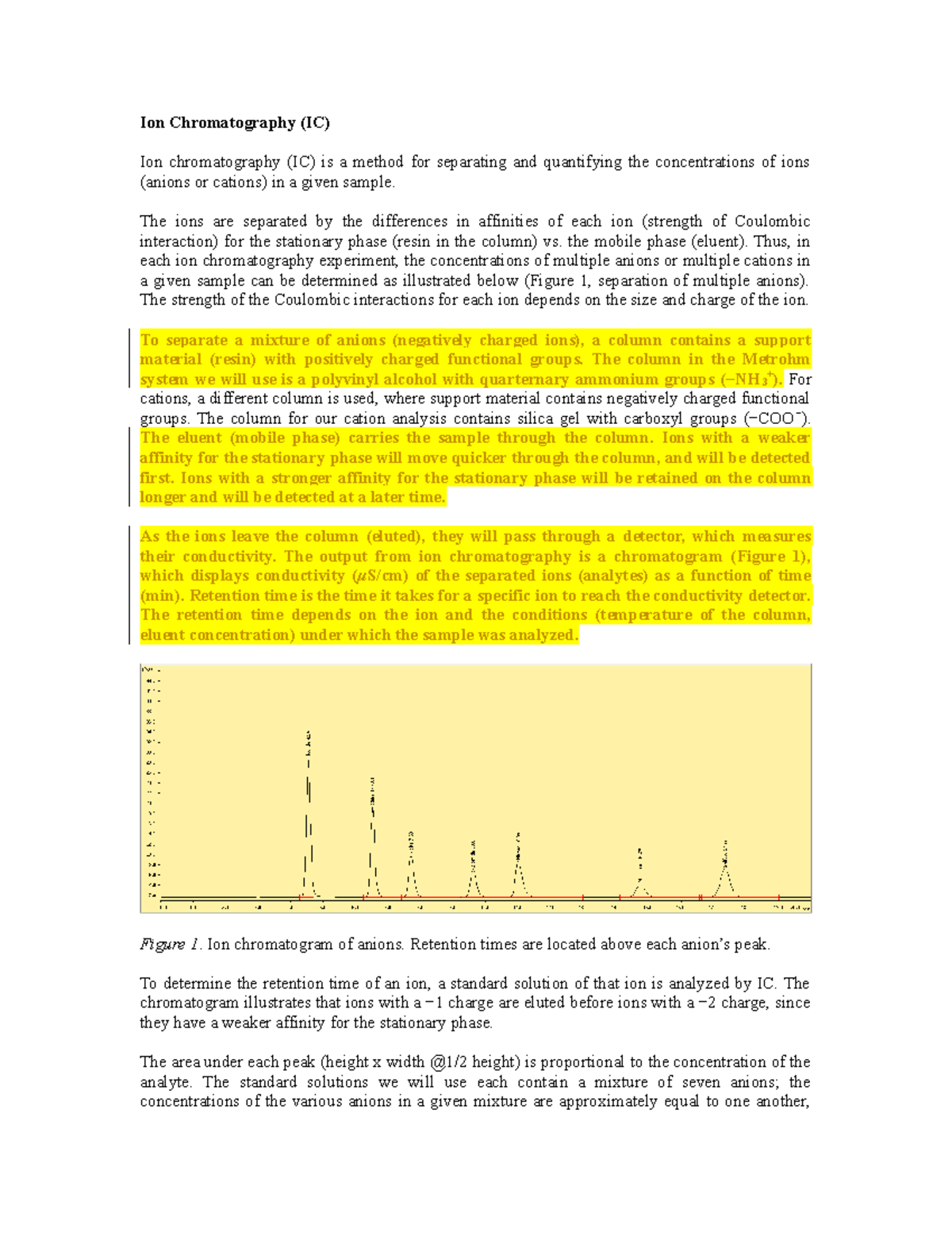 Ion chromatography LECTURE Ion Chromatography (IC) Ion chromatography