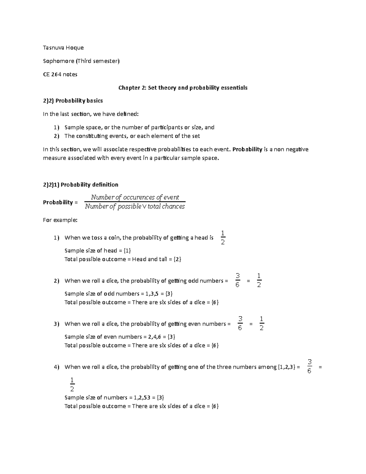 Notes chapter 2 - study - Tasnuva Hoque Sophomore (Third semester) CE ...