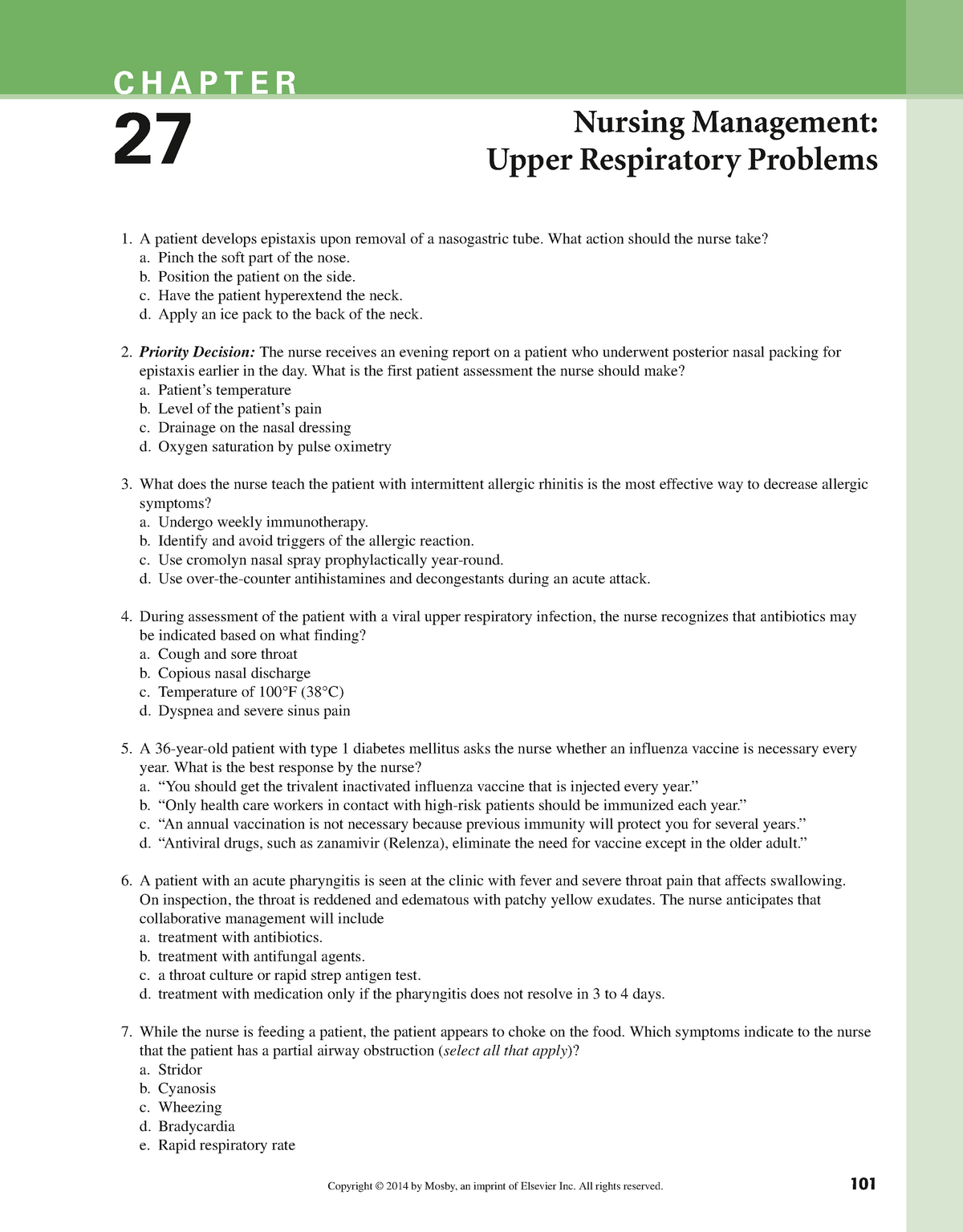 Respiratory Disorders - CHAPTER Nursing Management: 27 Upper ...