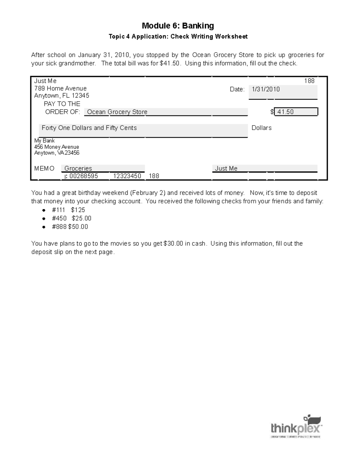 Mod6top4 act check writing Module 6 Banking Topic 4 Application