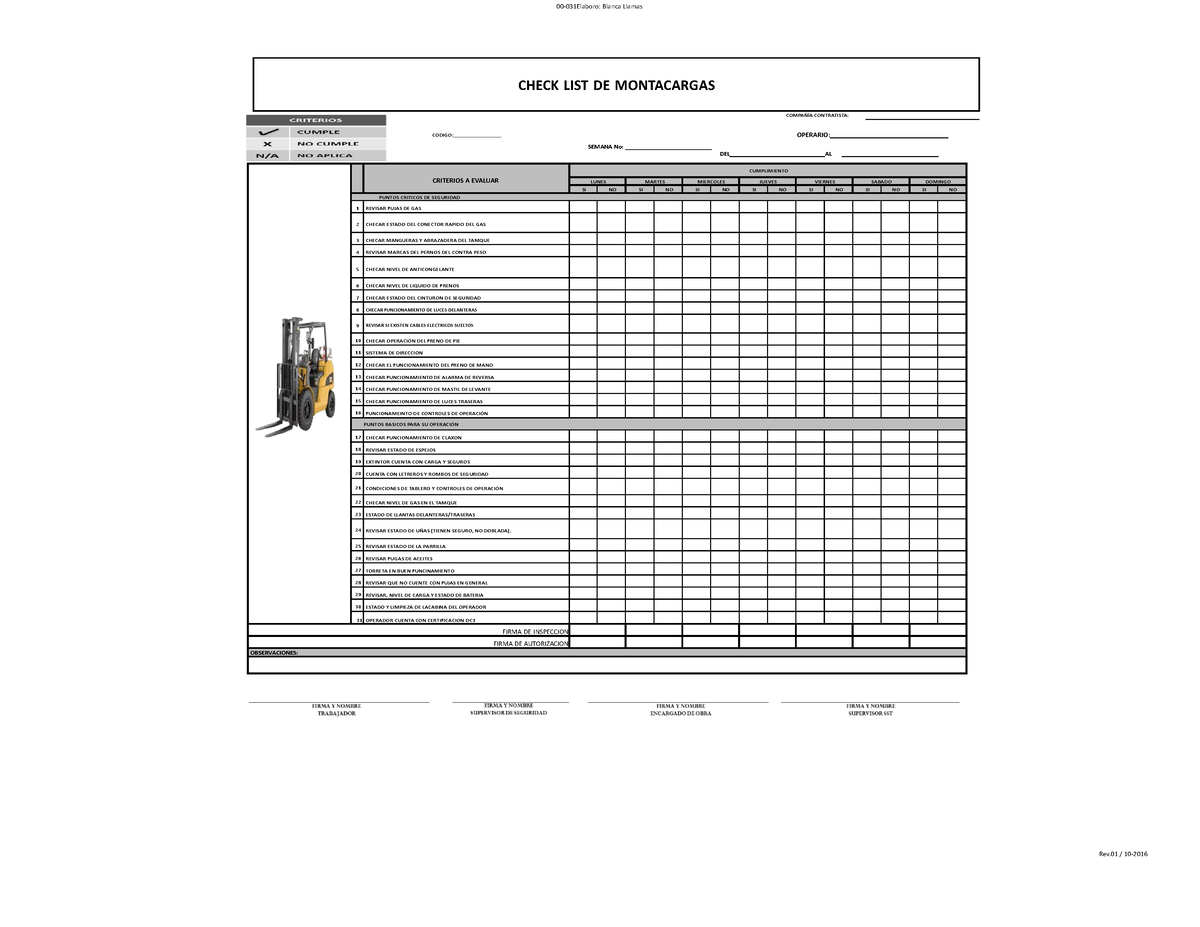 Xls Check List De Revision De Montacargas Xls Dokumen Tips Sexiezpix Web Porn 3194