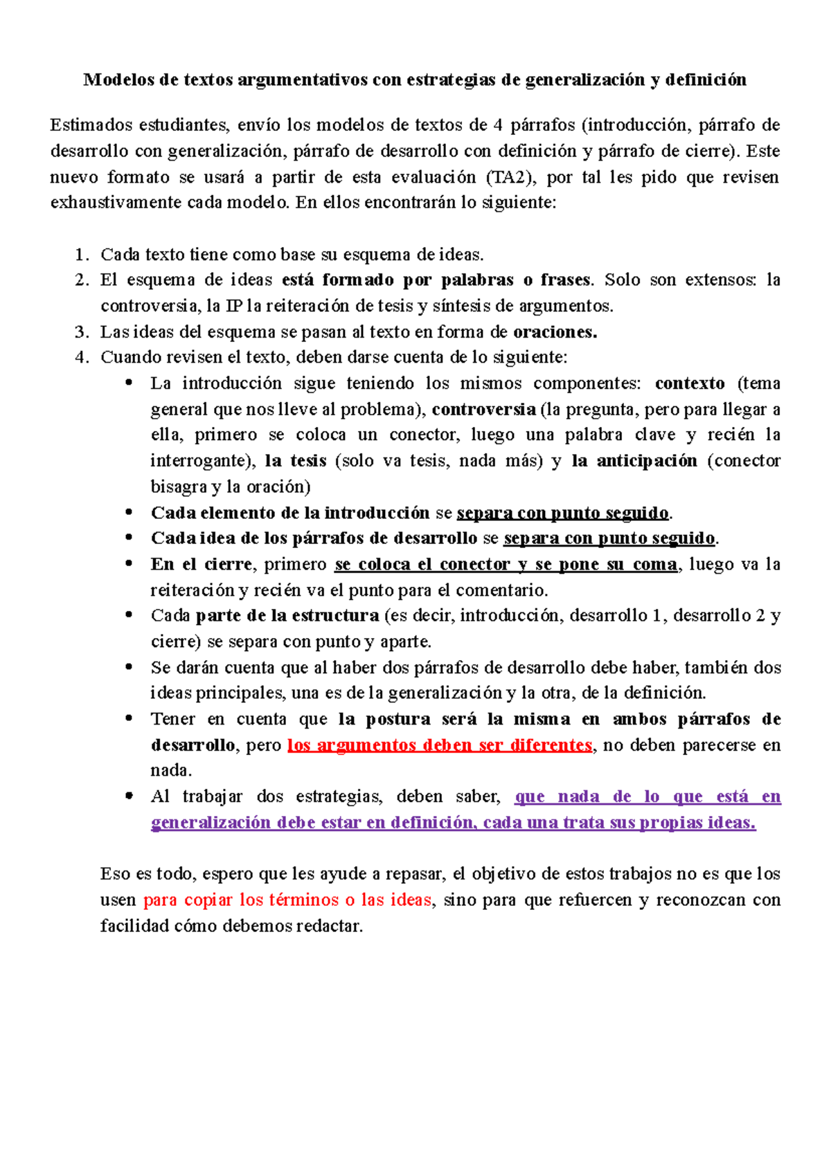 Modelos Para Ta2 Ayuda Modelos De Textos Argumentativos Con Estrategias De Generalización Y 1433