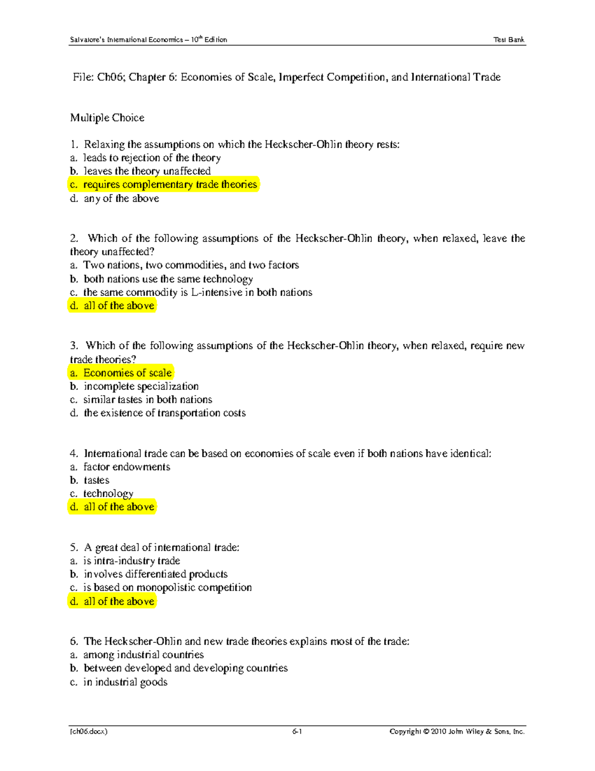 ECS3702-cp 6 Test Bank - File: Ch06; Chapter 6: Economies Of Scale ...