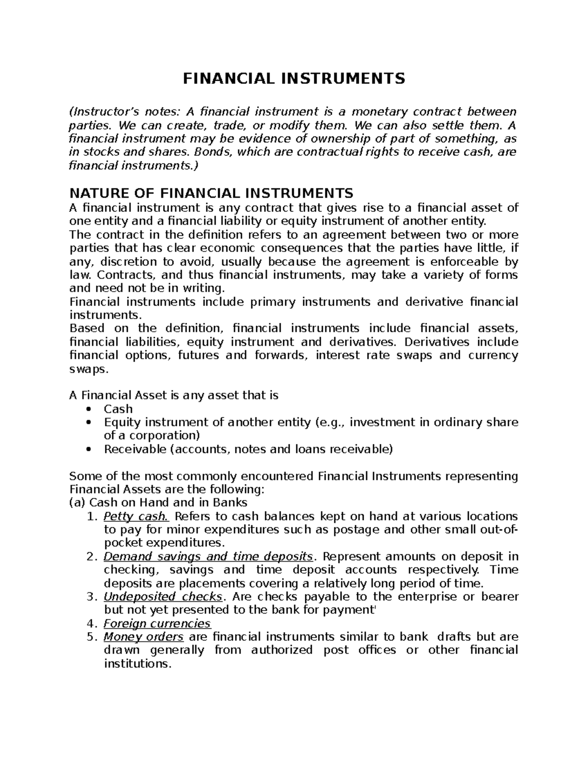 Financial- Instruments. Polytechnic University of the Philippines ...