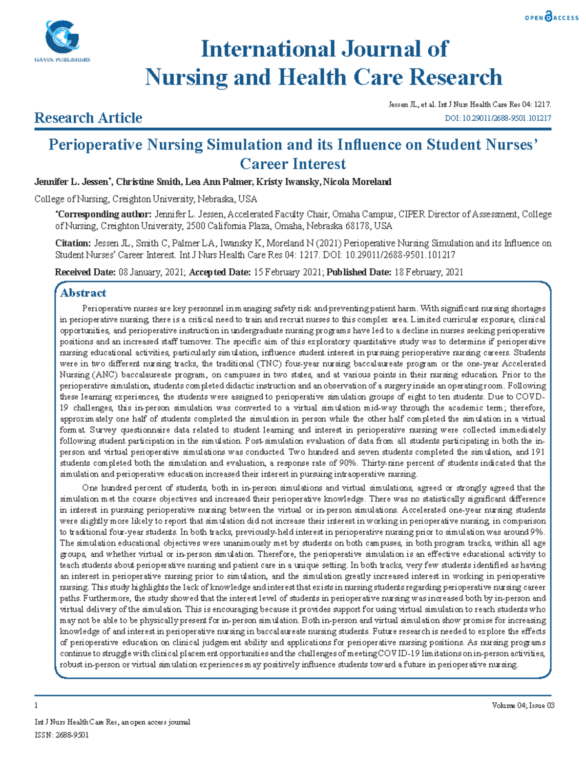 Perioperative Nursing Trends and issues 1 - Int J Nurs Health Care Res ...