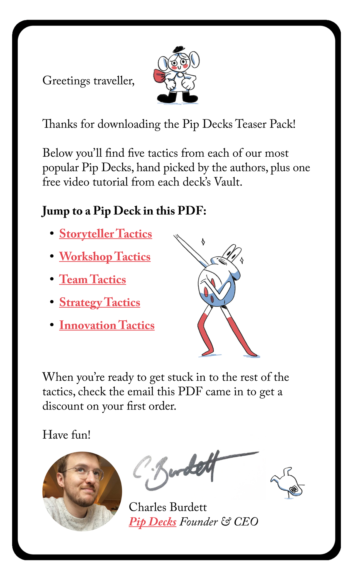 Teaser Pack Deck - Greetings traveller, Thanks for downloading the Pip ...