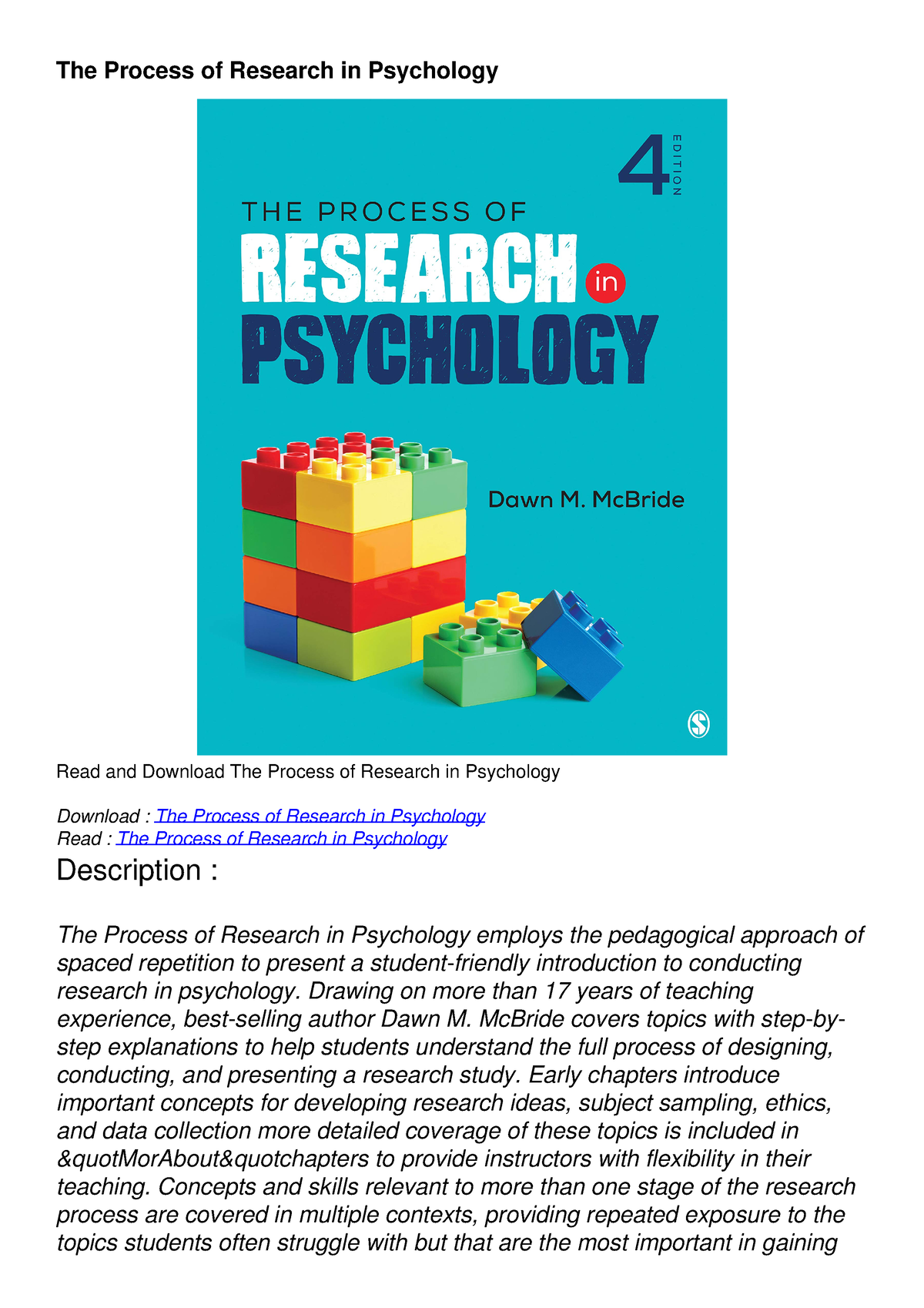 $PDF$/READ/DOWNLOAD The Process of Research in Psychology - The Process ...