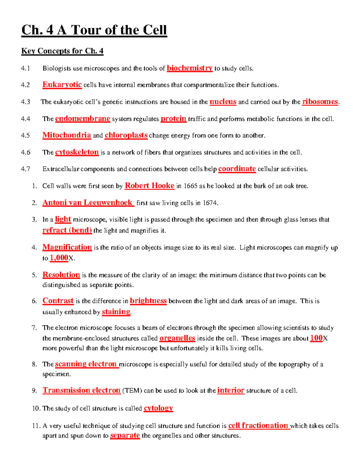 Ch 04 KEY A Tour Of The Cell 2016 Ch 4 A Tour Of The Cell Key 