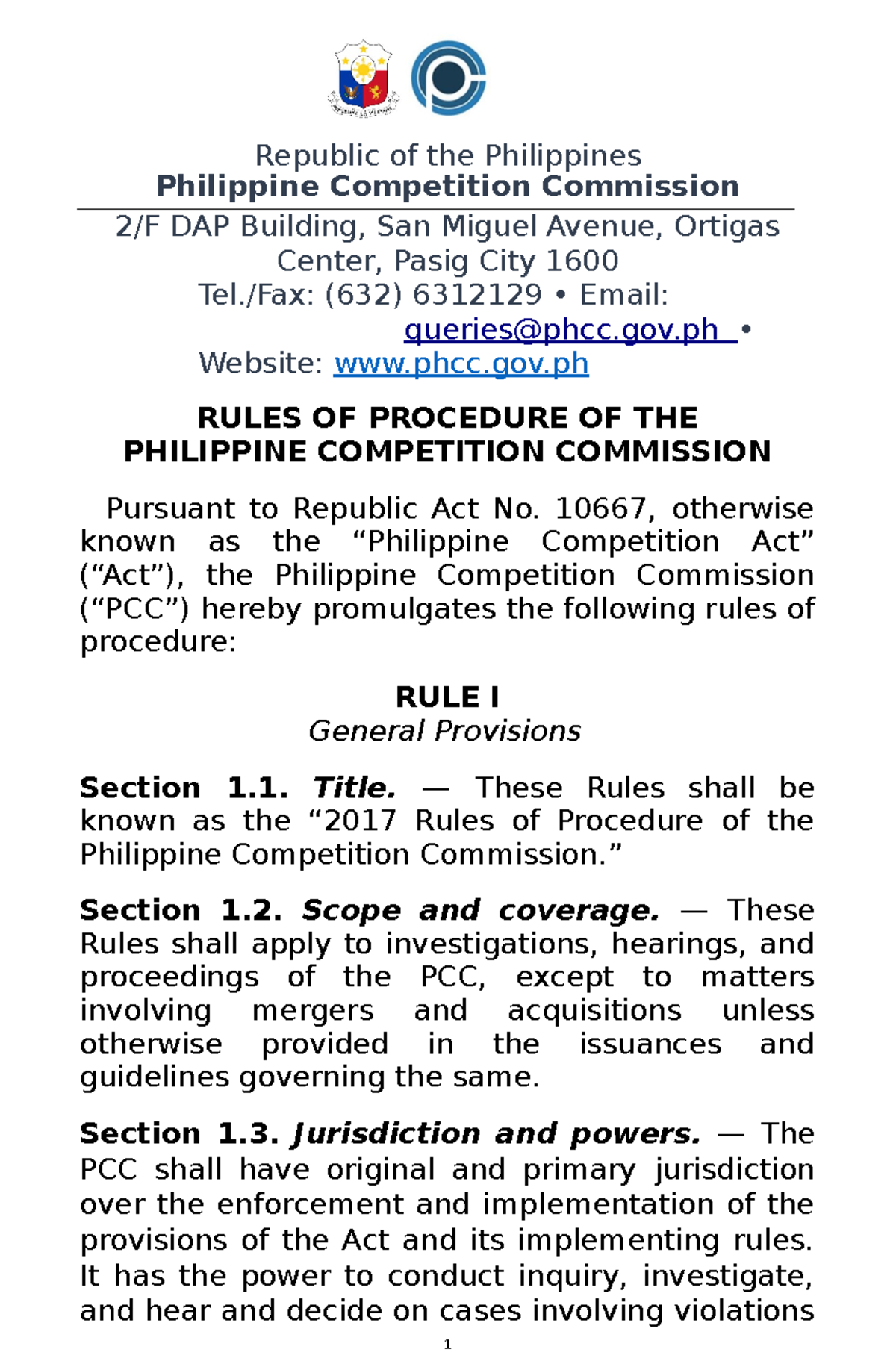 2017 pcc rules of procedure ckmo republic of the philippines