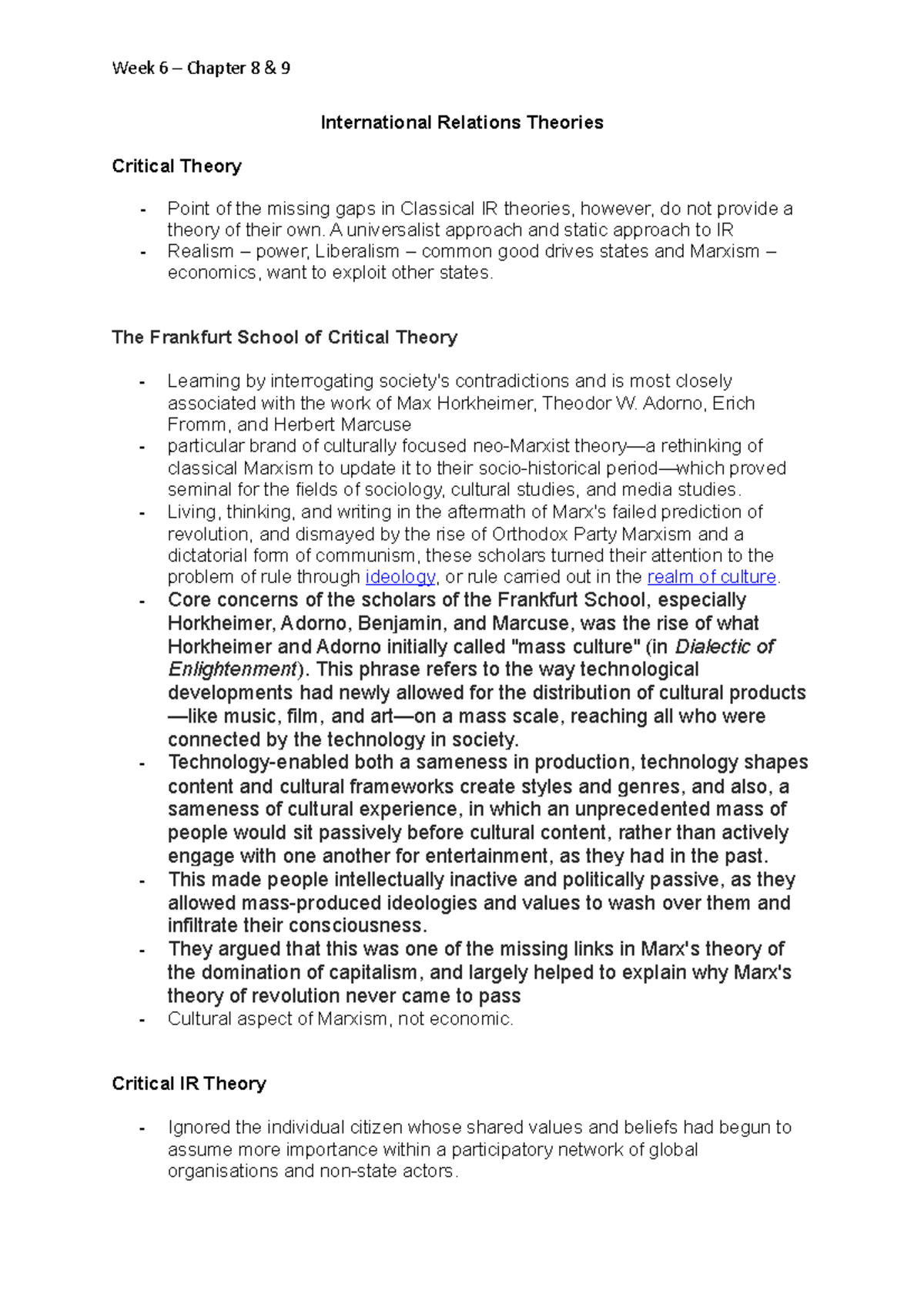 International Relations Theories - International Relations Theories ...