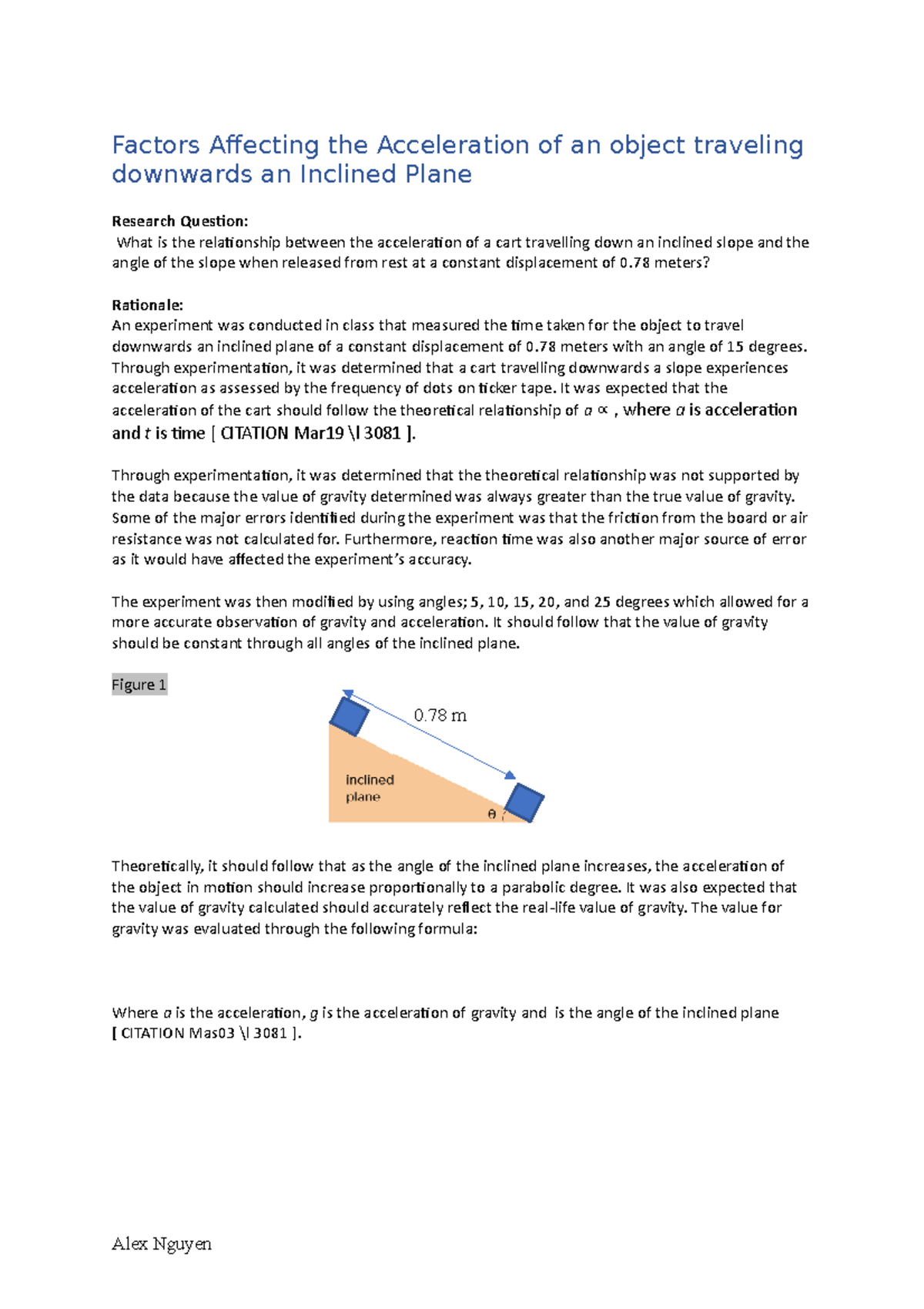 Factors Affecting the Acceleration of an object traveling downwards an ...