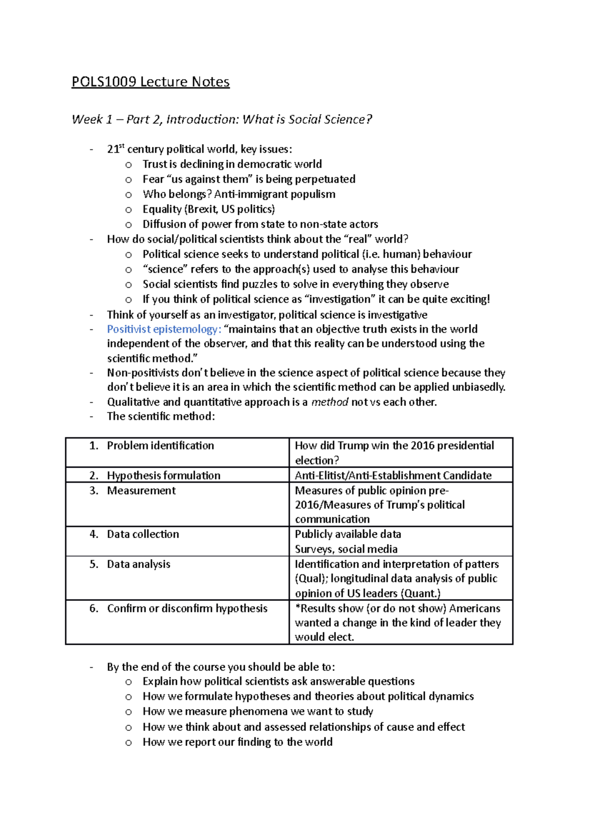 POLS1009 lecturenotes - POLS1009 Lecture Notes Week 1 – Part 2 ...