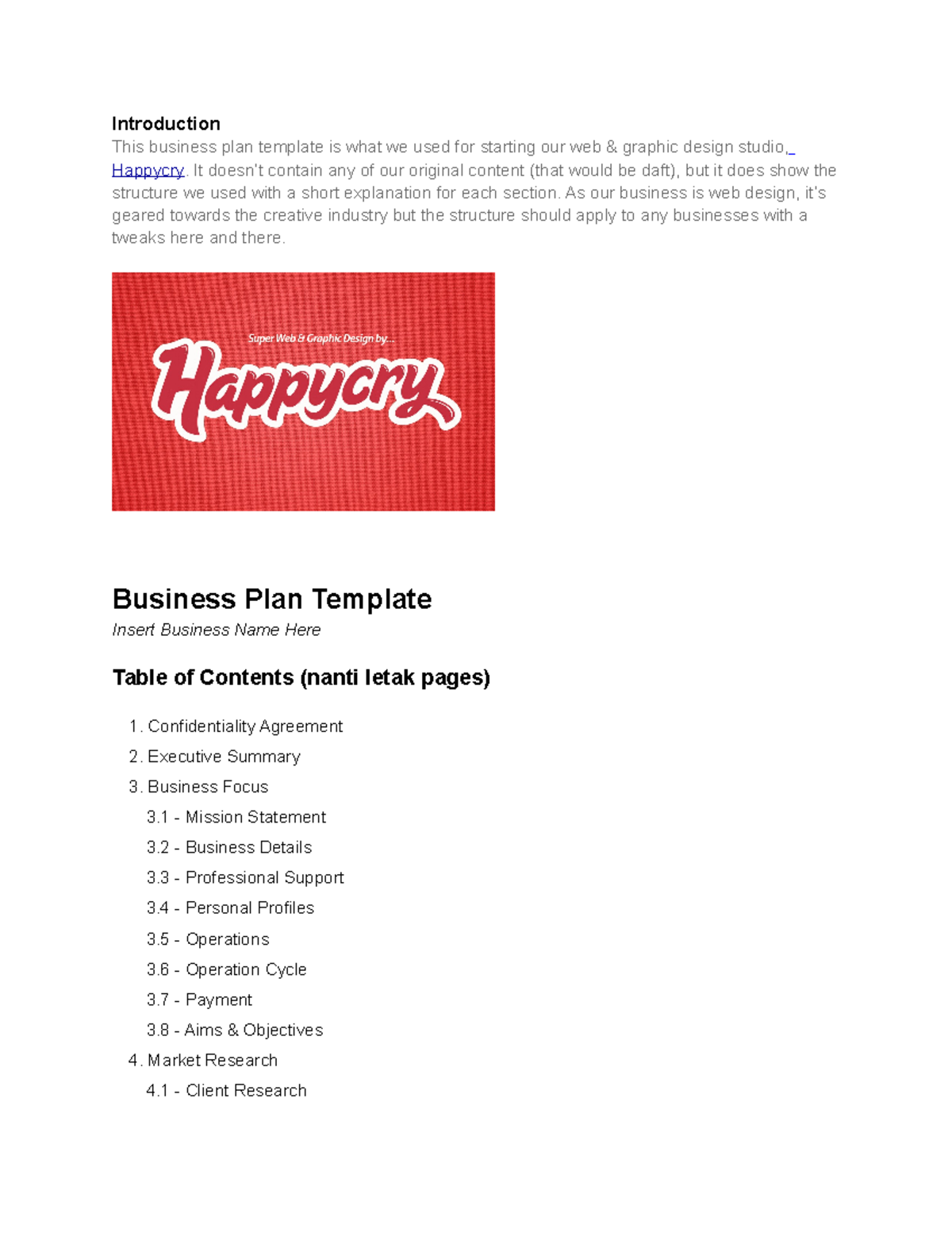 business plan section 2