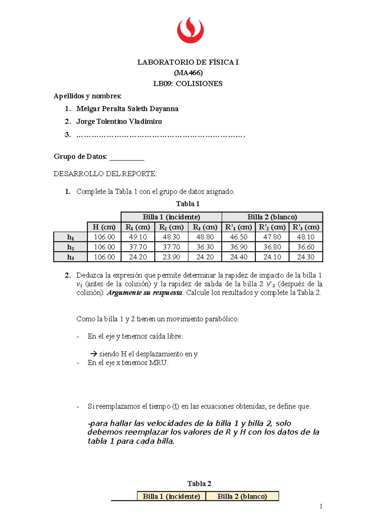 Reporte Del Laboratorio N° 09 De Física I Asíncrono Laboratorio De