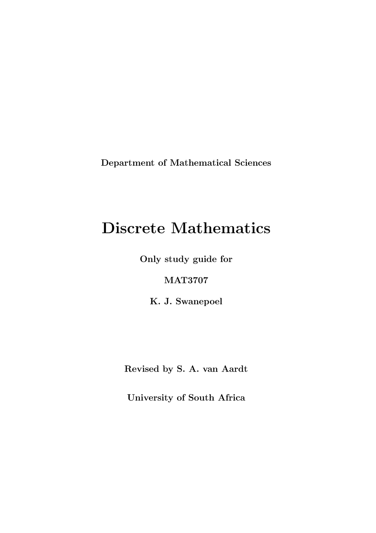 001 2014 4 B-4 - Lecture Notes 1 - Department Of Mathematical Sciences ...