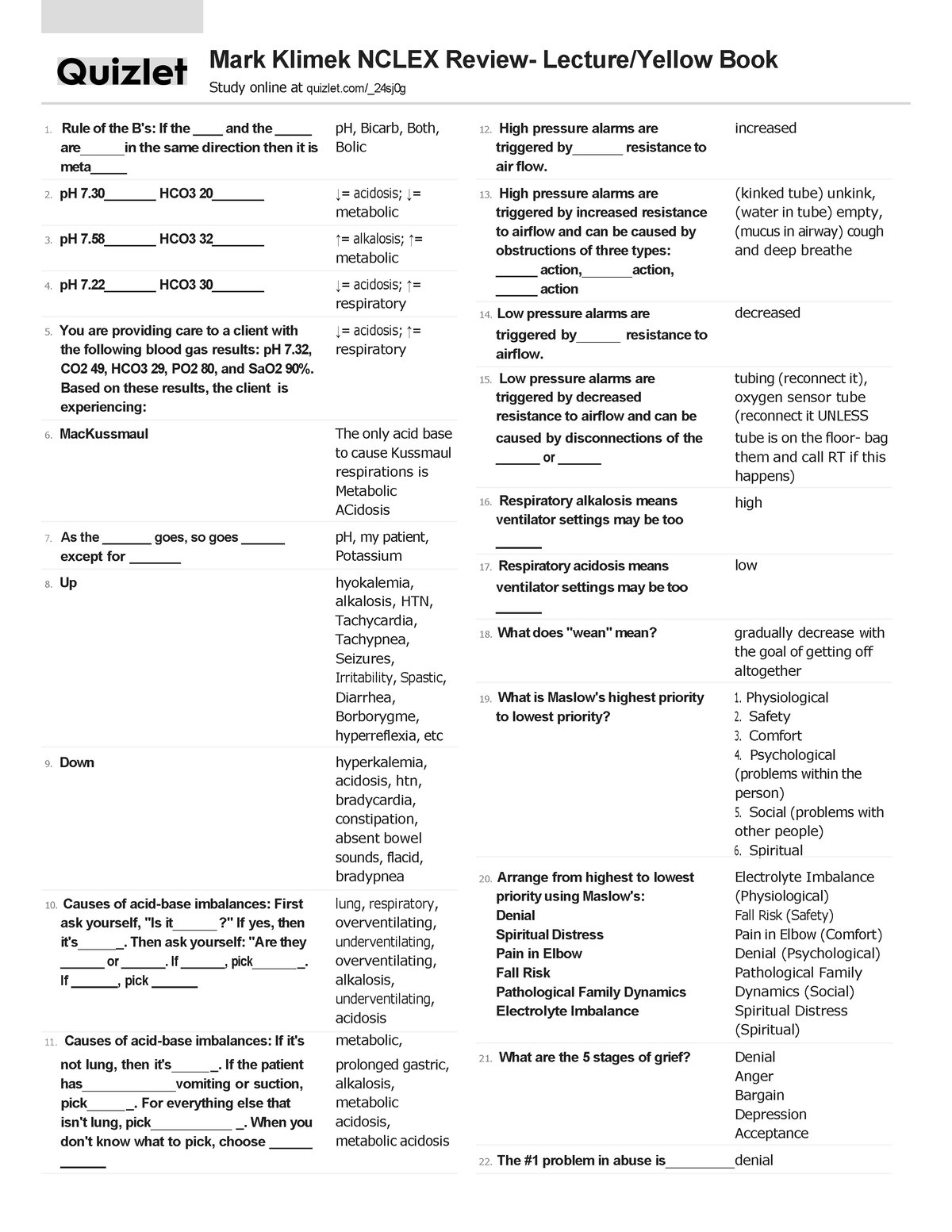 Yellow book - Quizlet - Mark Klimek - Rule of the B's: If the ____ and ...