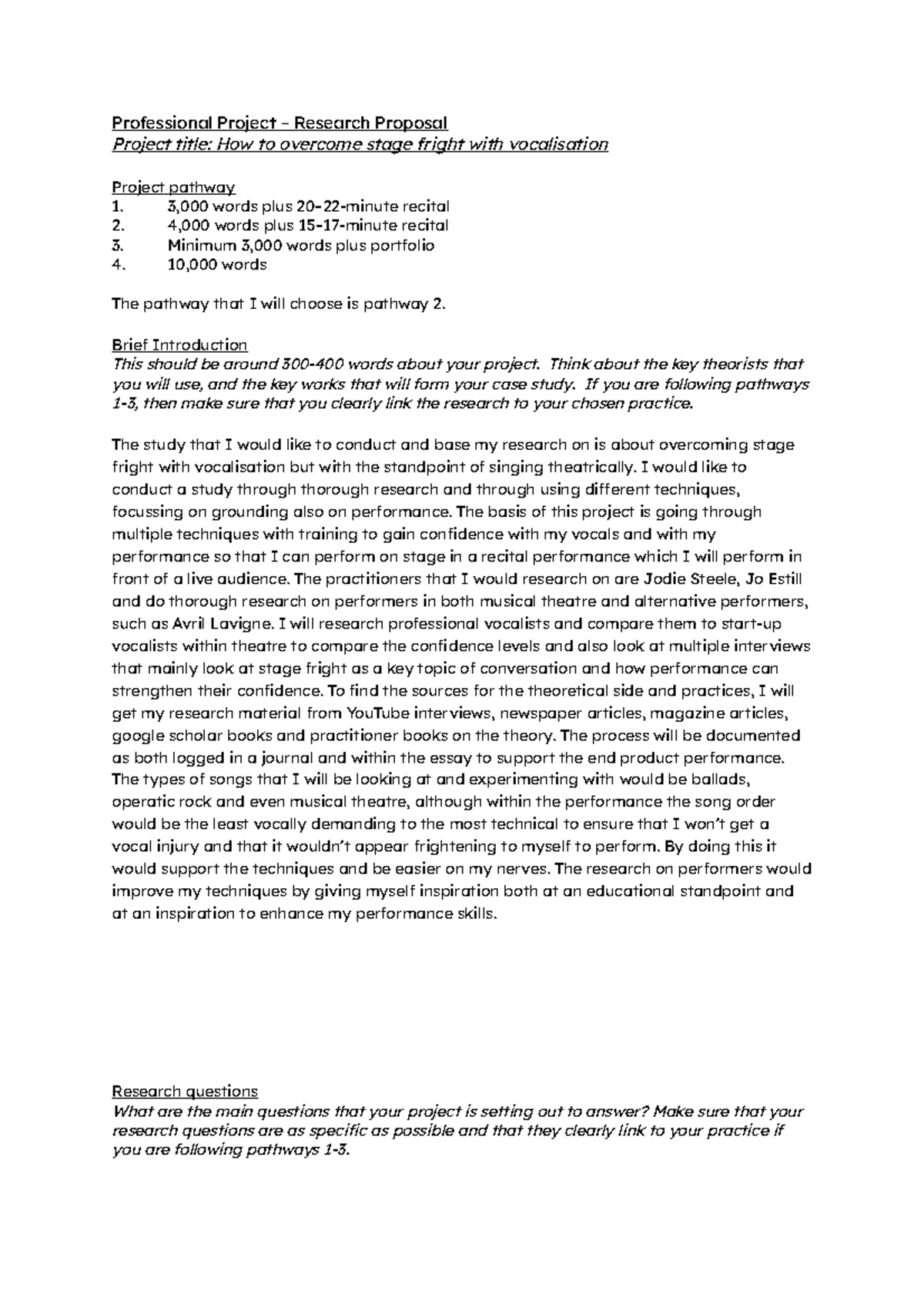 Rebecca Patrick Research Proposal - Professional Project – Research ...