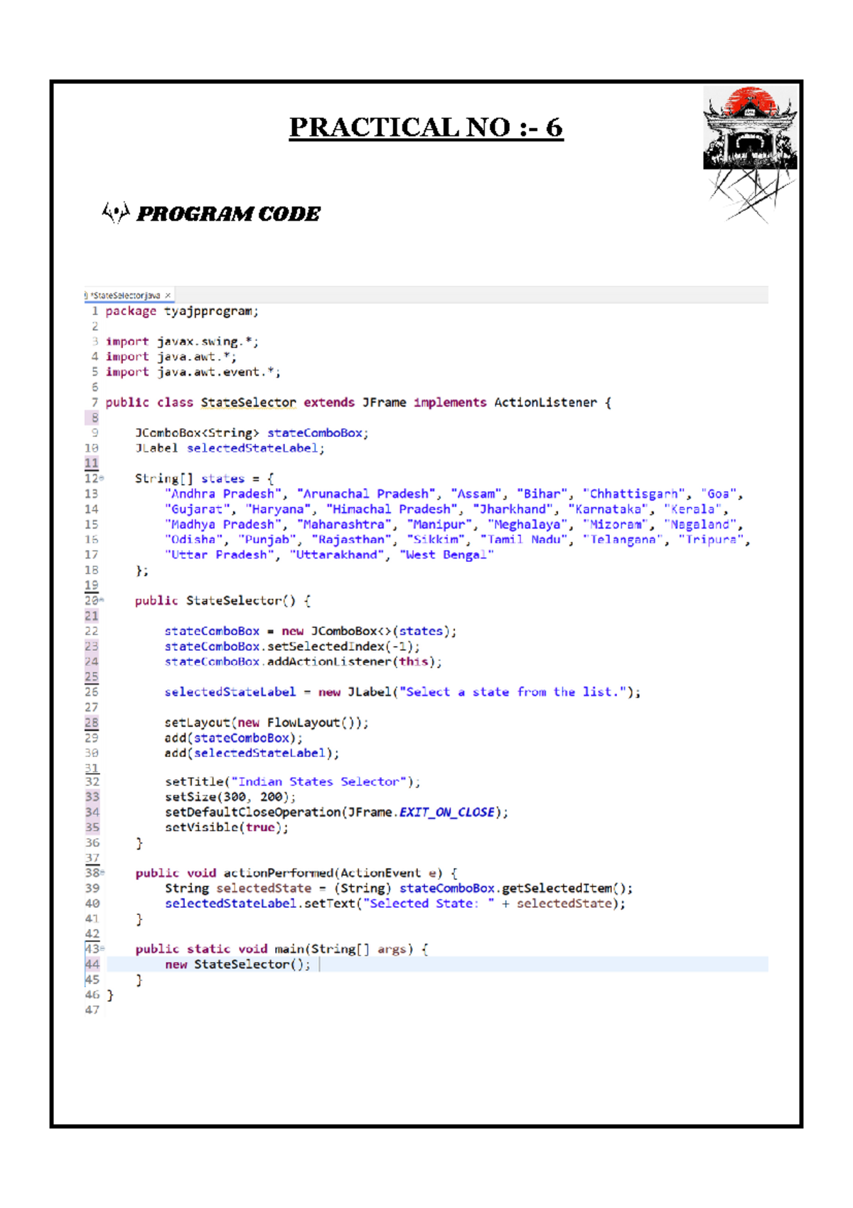 Practical AJP pdf 6 PROGRAMCODE ) x 1 package 2 3 import 4 import 5