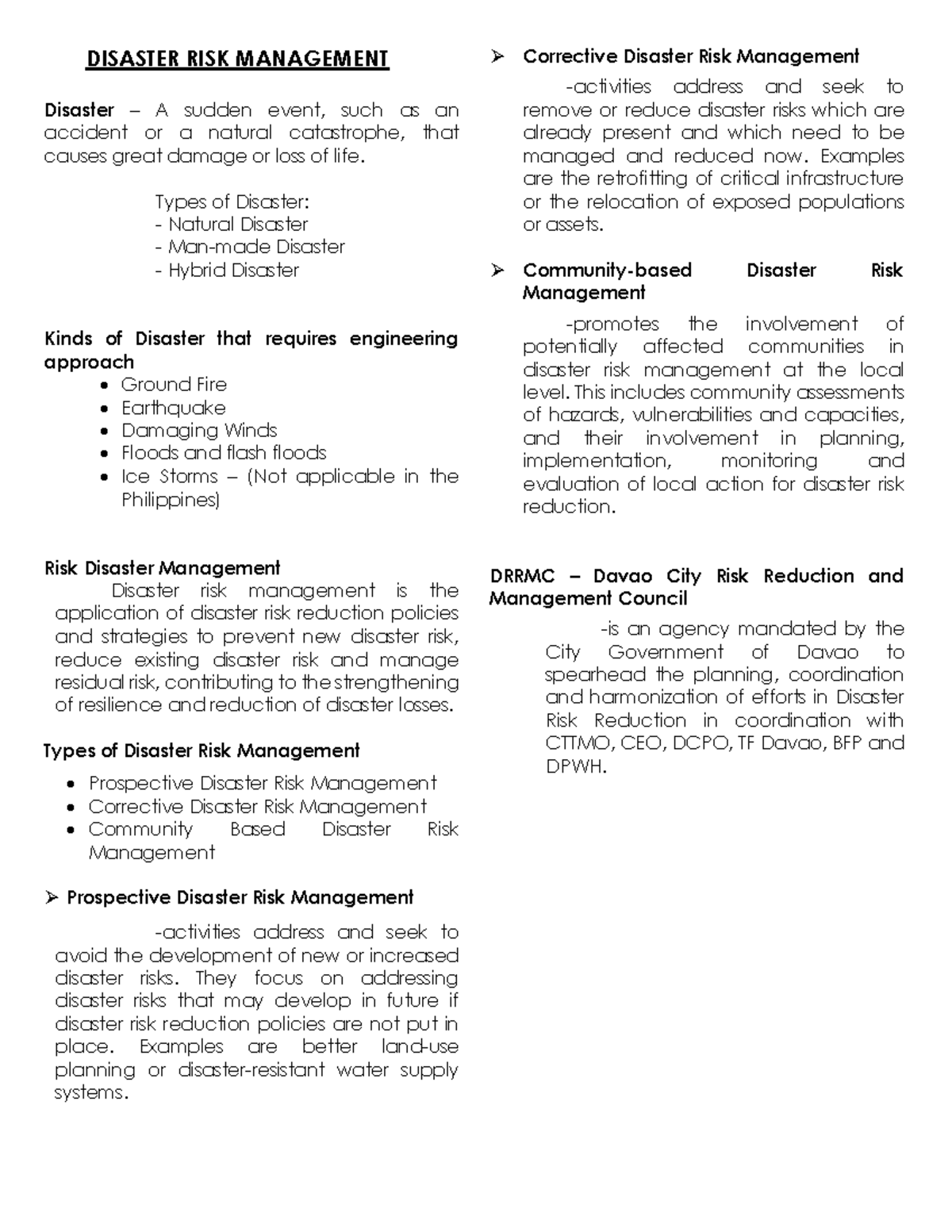 disaster risk management dissertation topics