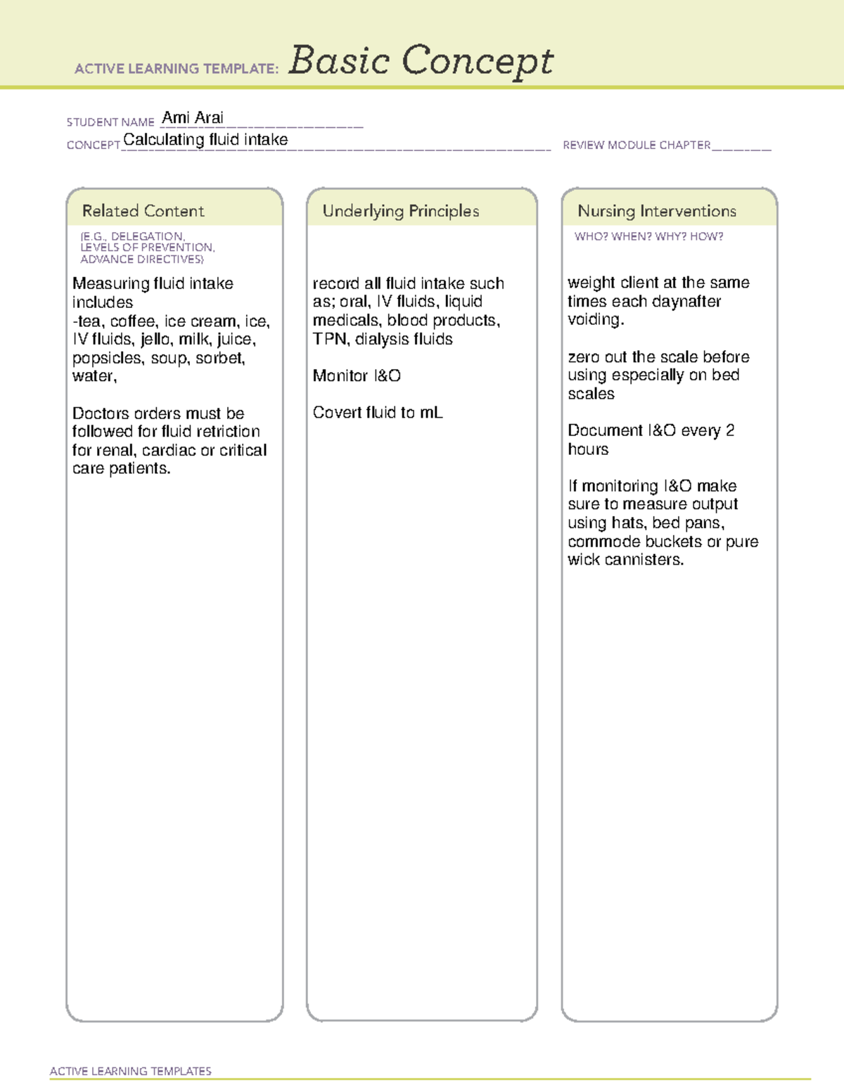 Calculating fluids Basica concept - NUR 221 - ACTIVE LEARNING TEMPLATES ...