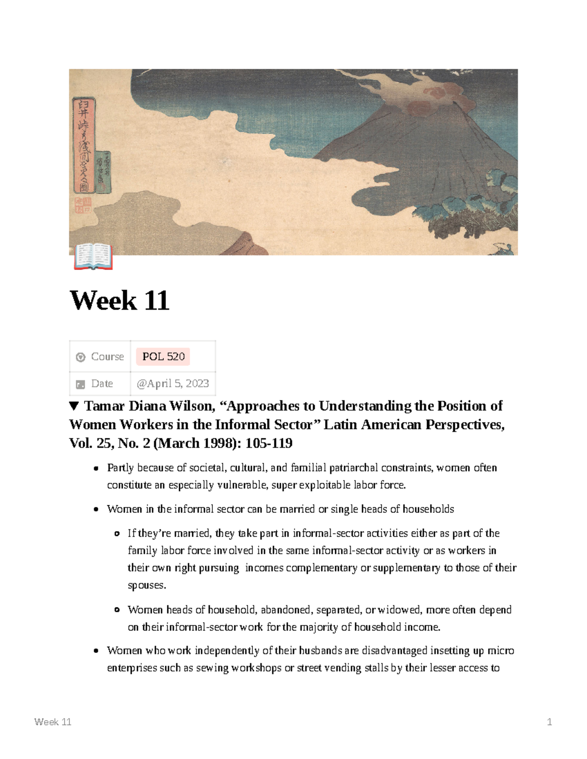 Ryerson TMU POL 540 Week 11 readings Ä Week 11 Course POL 520 Date