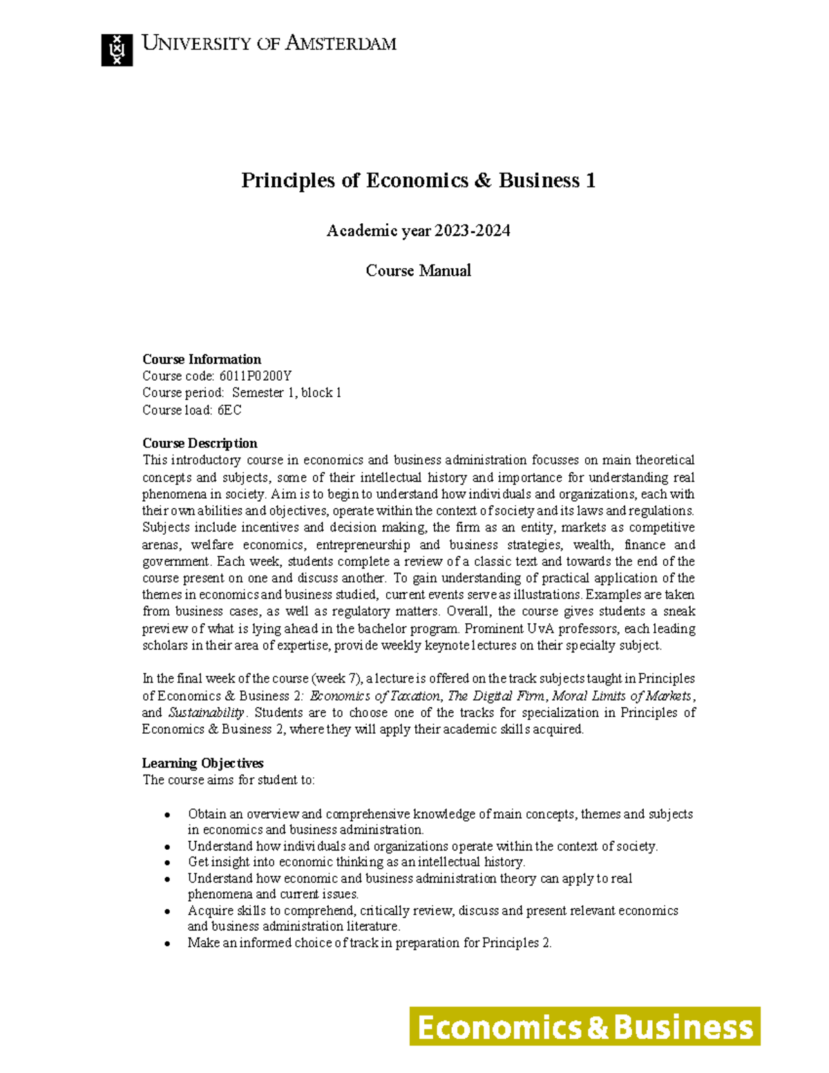 Course Manual Principles 2023-2 - Principles Of Economics & Business 1 ...