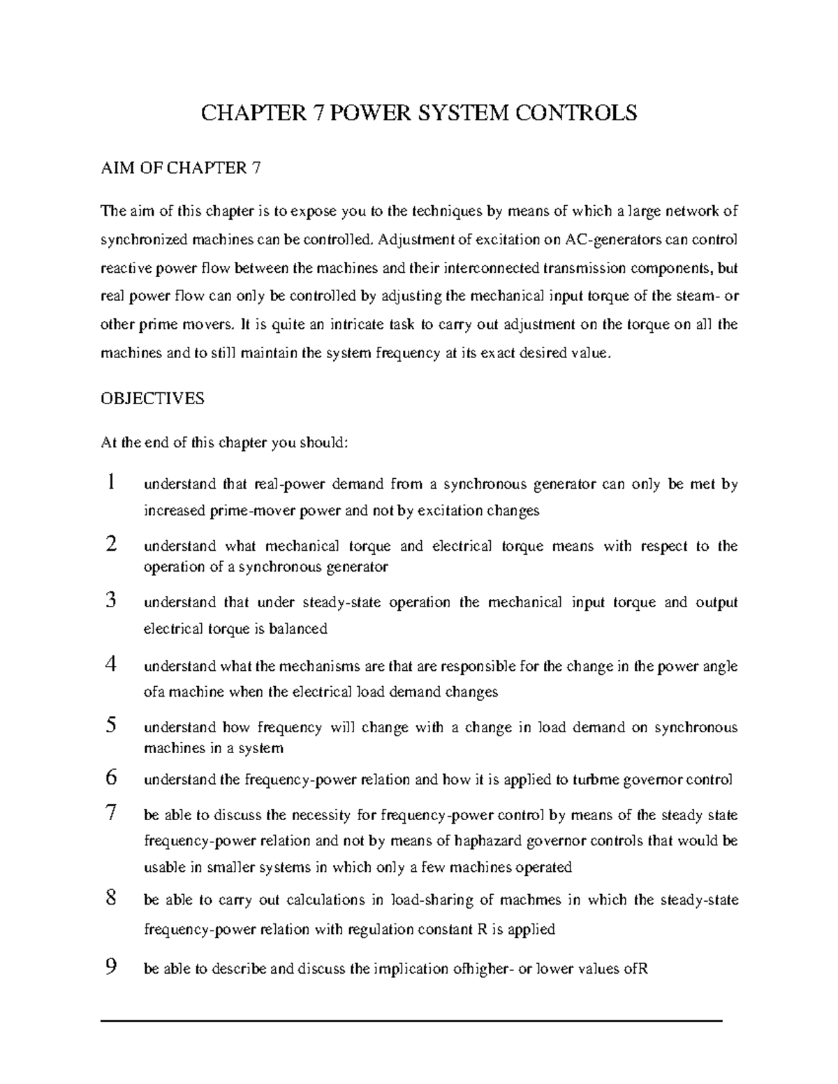 Chapter 7 Power System Controls CHAPTER 7 POWER SYSTEM CONTROLS AIM