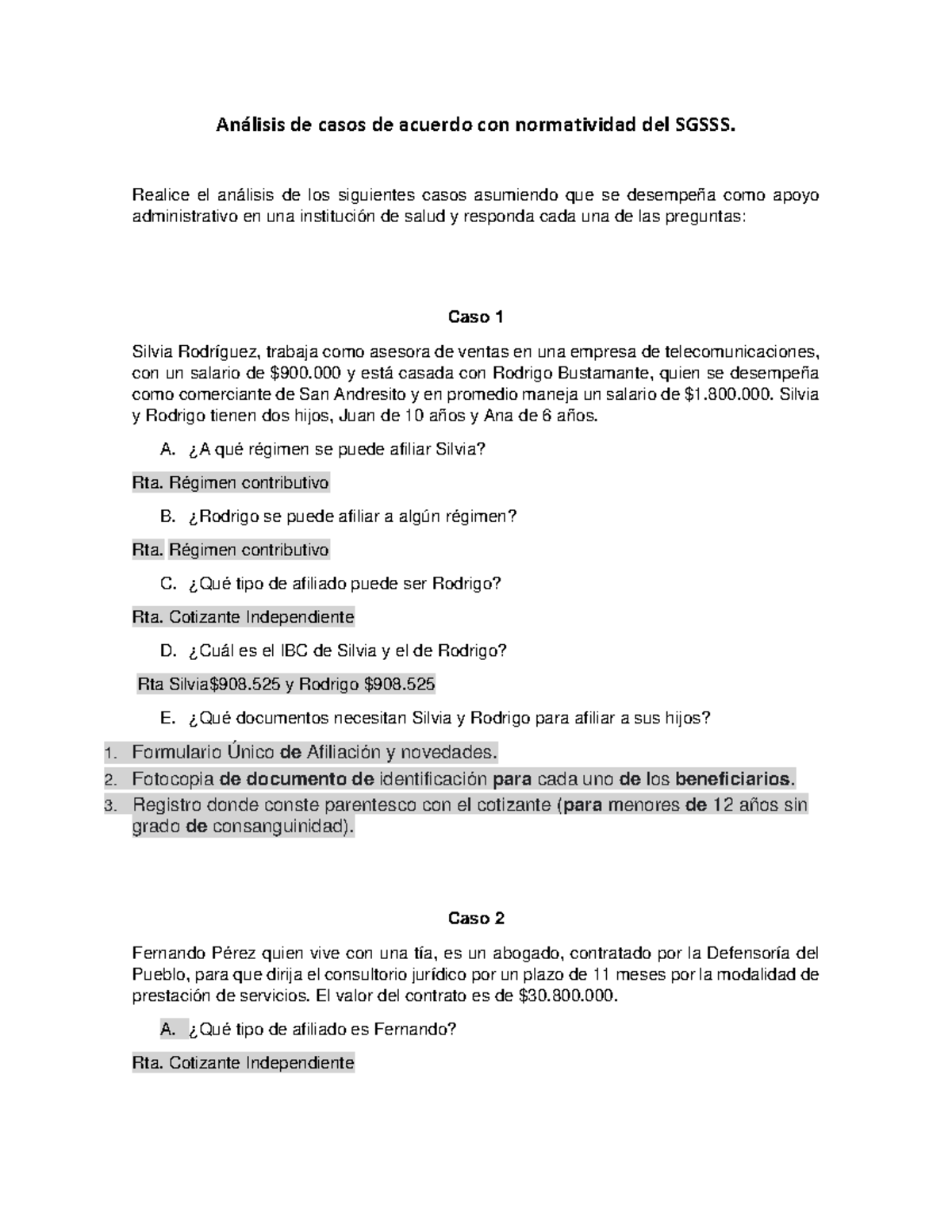 An Lisis De Casos De Acuerdo Con Normatividad Del Sgsss Anlisis De