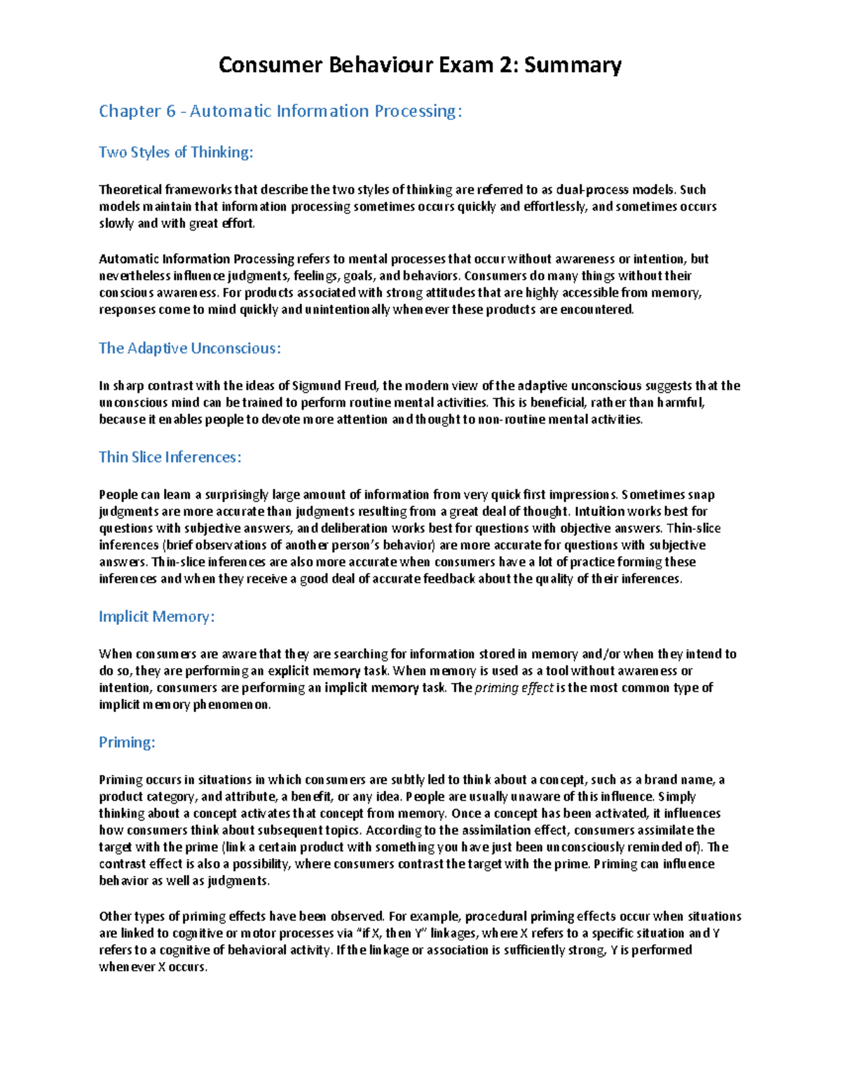 Chapter 6 - 10 - Consumer Behaviour Exam 2: Summary Chapter 6 ...