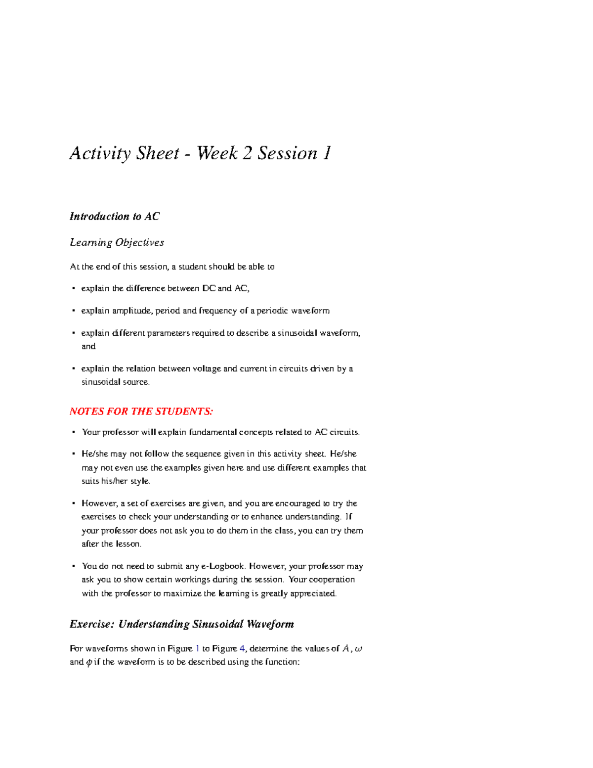 EE2111A Wk2S1 Activity Sheet - Activity Sheet - Week 2 Session 1 ...