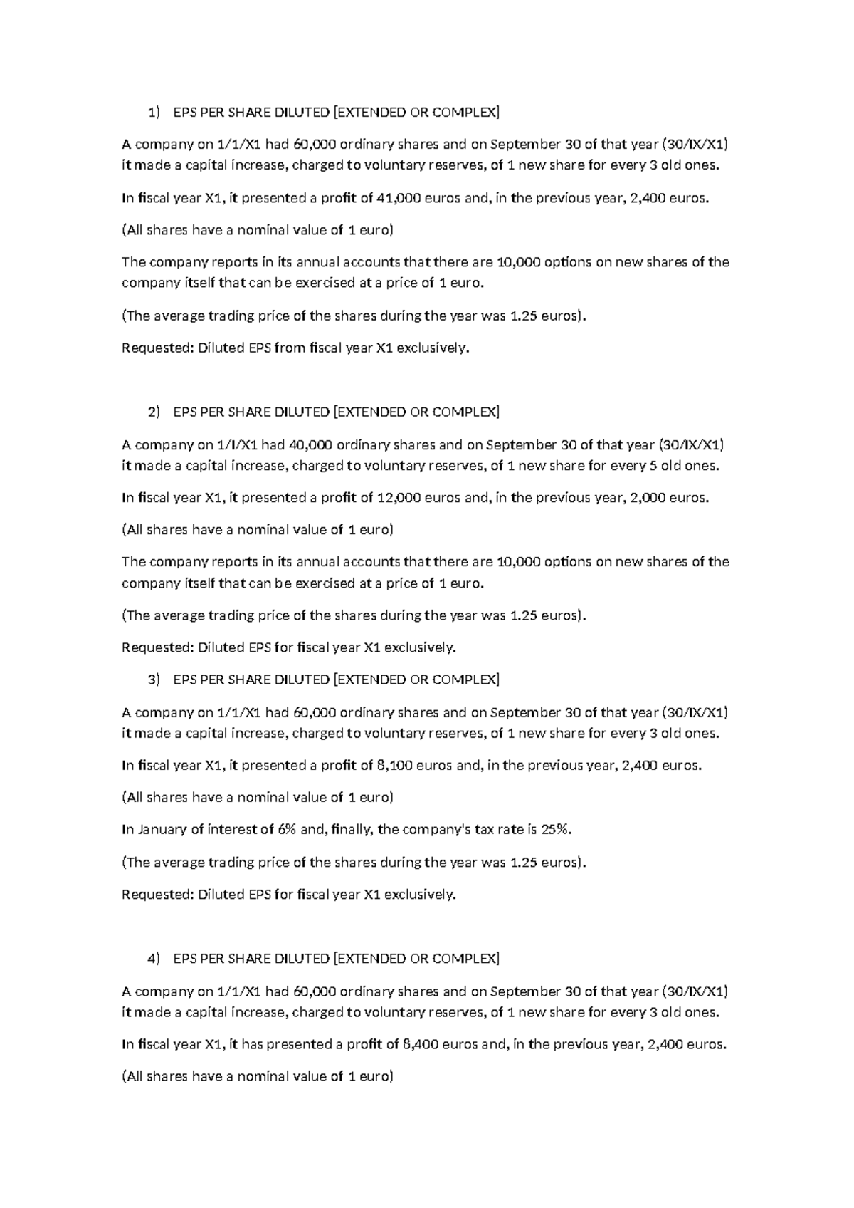EPS exercises - apuntes preparacion examen - 1) EPS PER SHARE DILUTED ...
