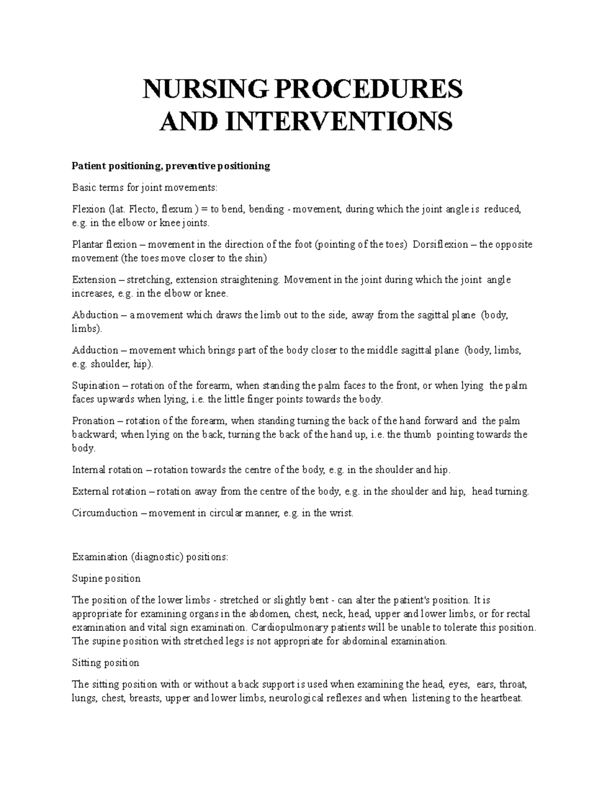 Chapter 12. Nursing Procedures - NURSING PROCEDURES AND INTERVENTIONS ...