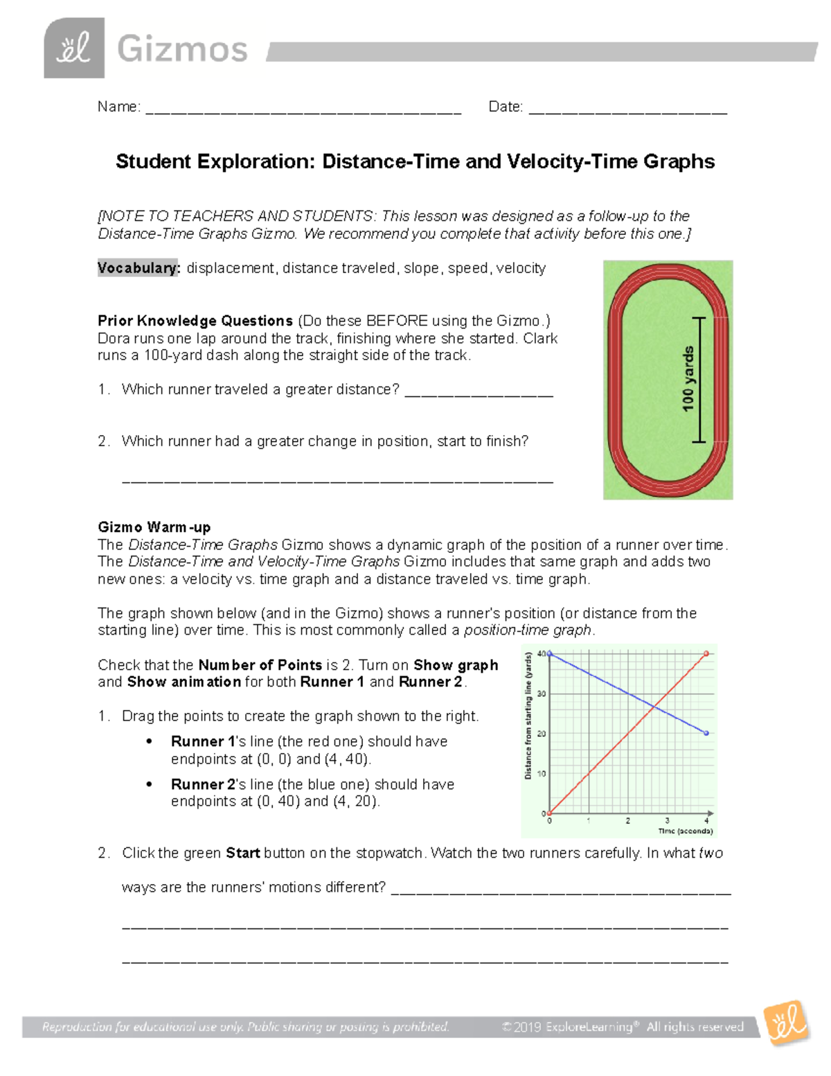 Distance Time Velocity SE Lab - Name ...