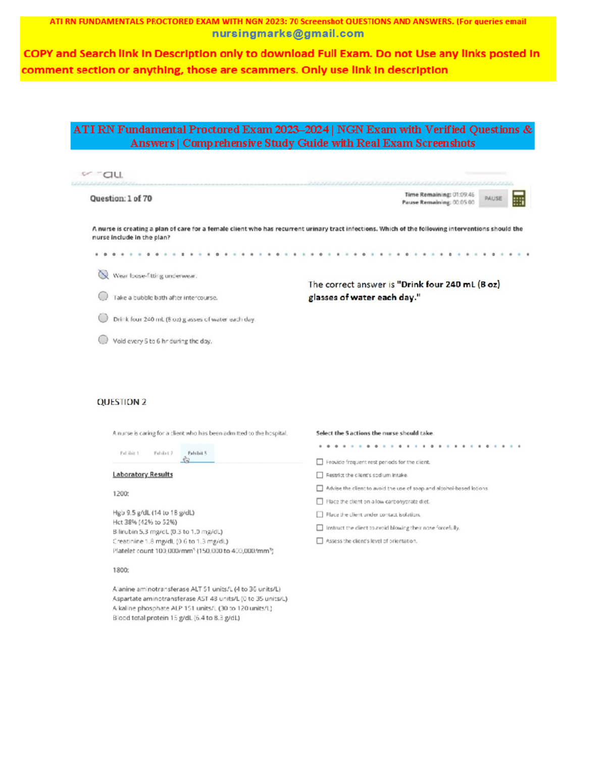 Screenshot Documentation ATI RN Fundamentals Proctored Exam 2024 70 ...