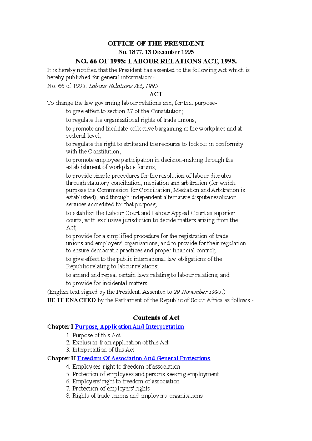 Mrl3702 Act Labour Relations Office Of The President No 1877 13