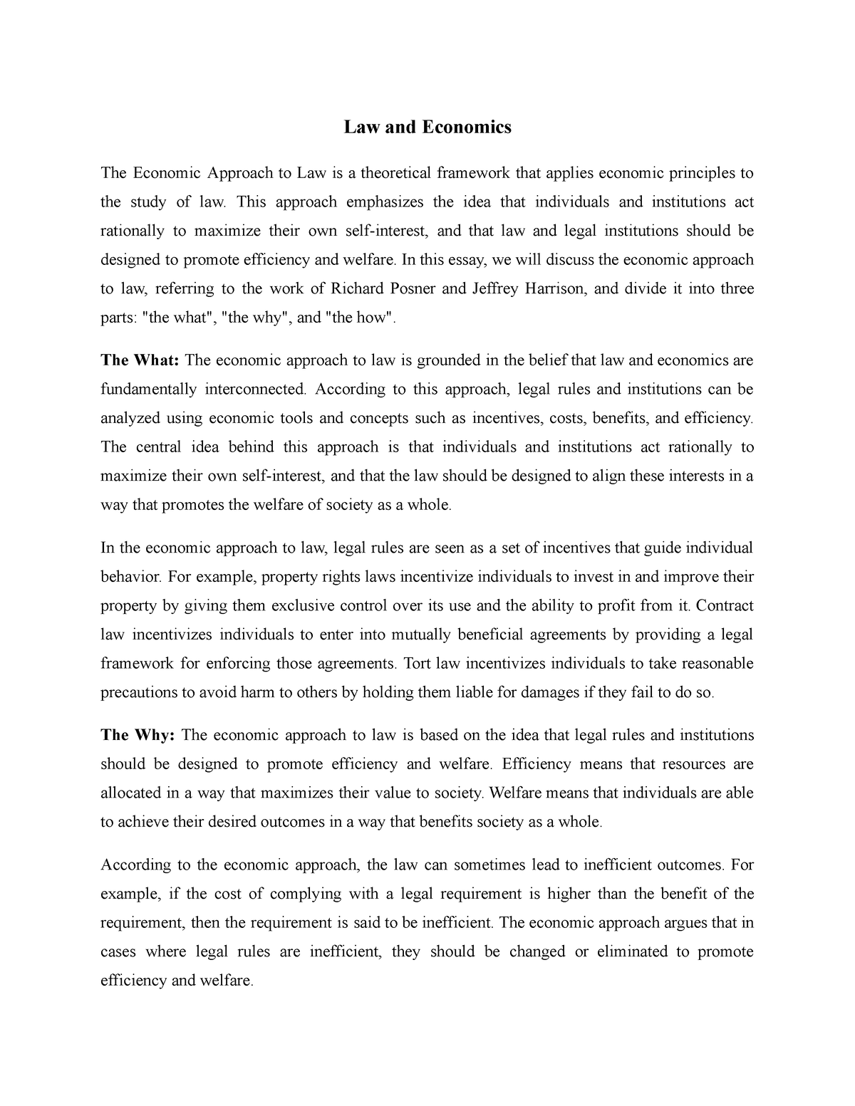 thesis on law and economics